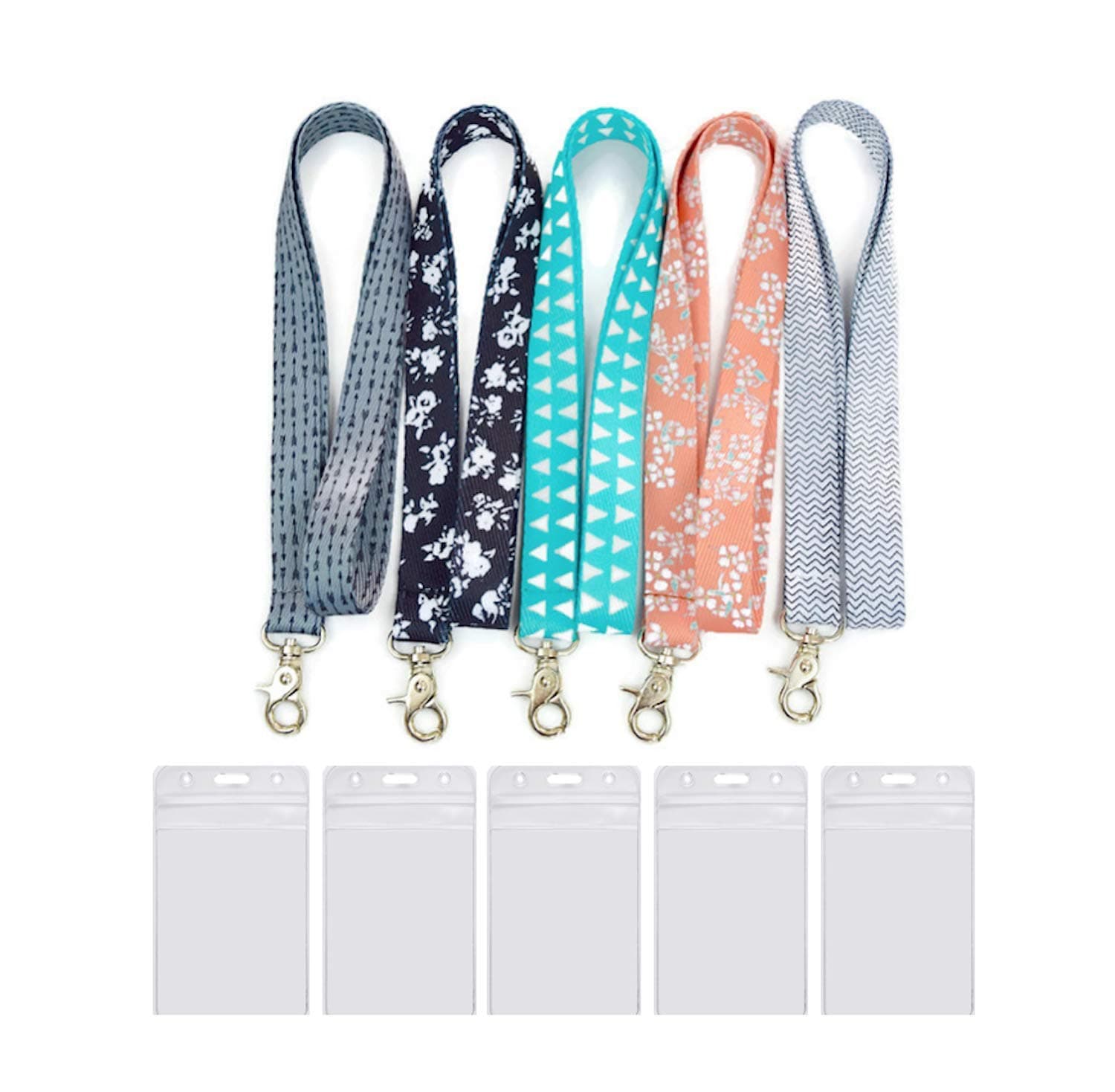 Cute Lanyard (5 Pack) – Durable and Premium Quality Key Lanyards for Women with ID Badge Holders