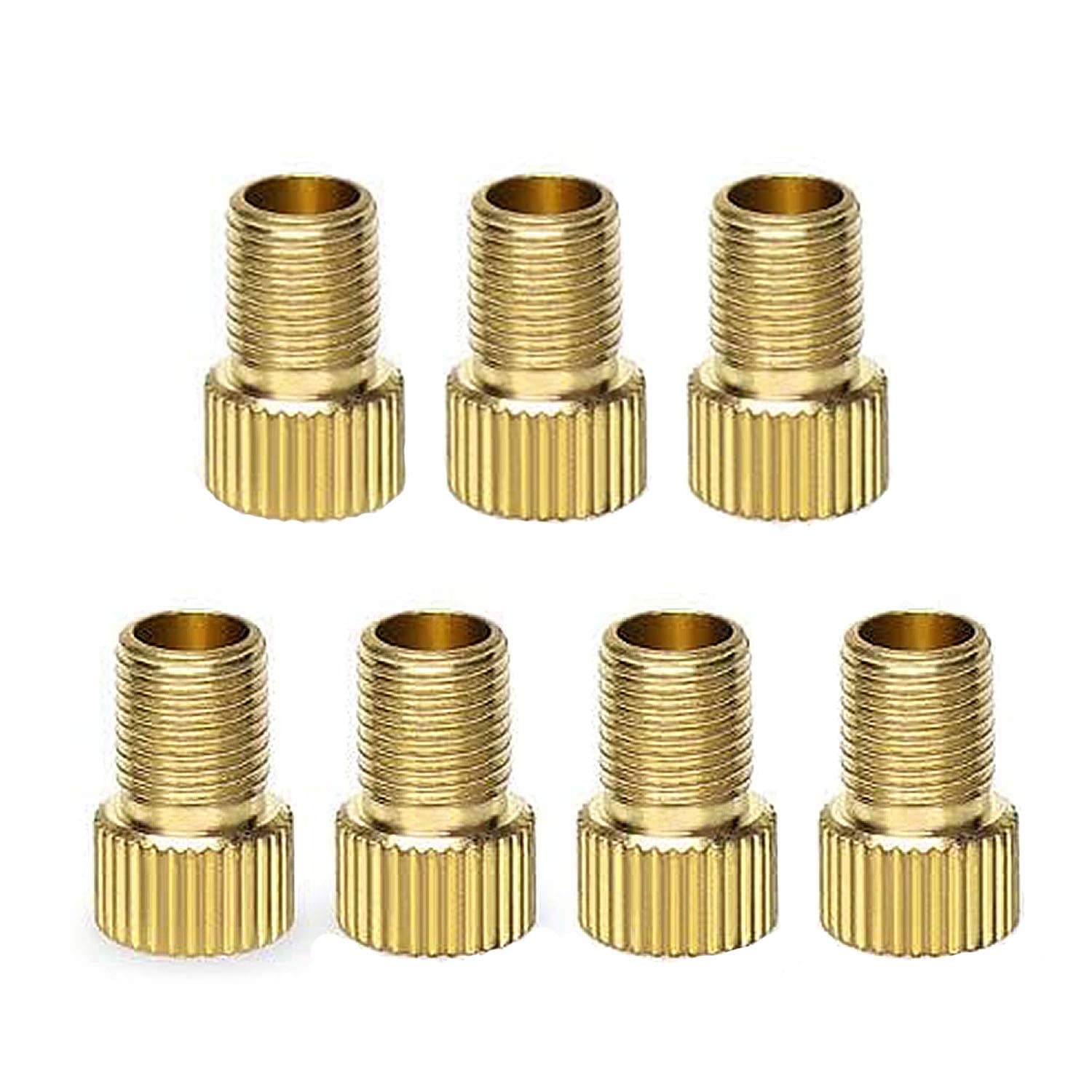 7 Pcs Brass Presta to Schrader Bike Tire Valve Converter Adapter, Bicycle Bike Tube Pump Mouth Air Compressor Tools