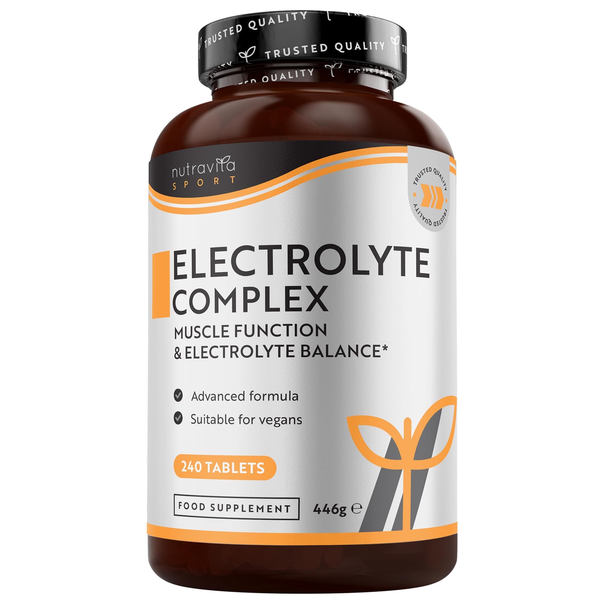 Nutravita Electrolyte Complex - High Strength Tablets with Added Magnesium, Potassium & Calcium - Muscle Function and Electrolyte Balance - 240 Vegan Tablets - No Synthetic Binders - Made in The UK