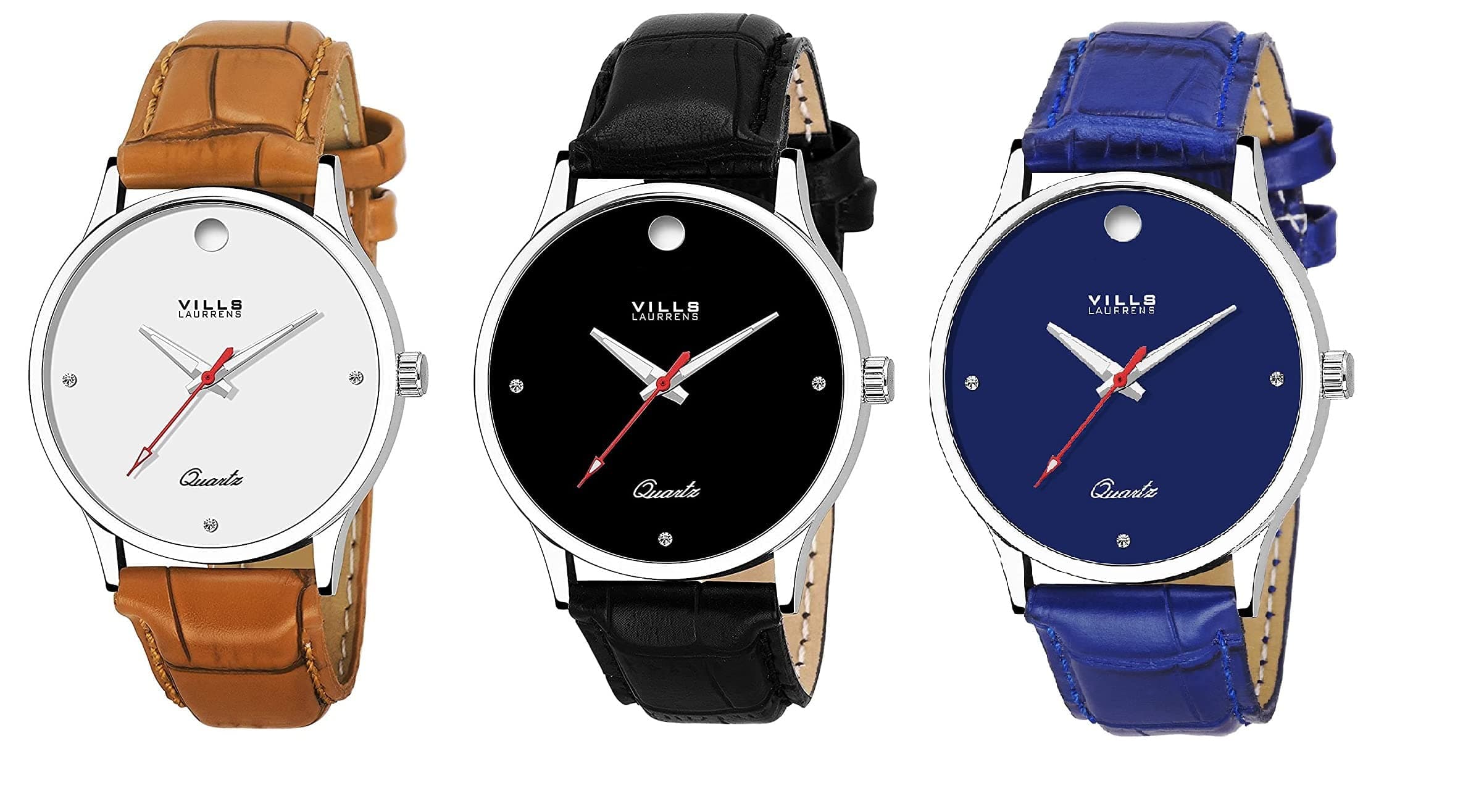 VILLS LAURRENS VL-1141-1142-1143 Pack of 3 Smart and Handsome Combo of Analog Watches for Men and Boys