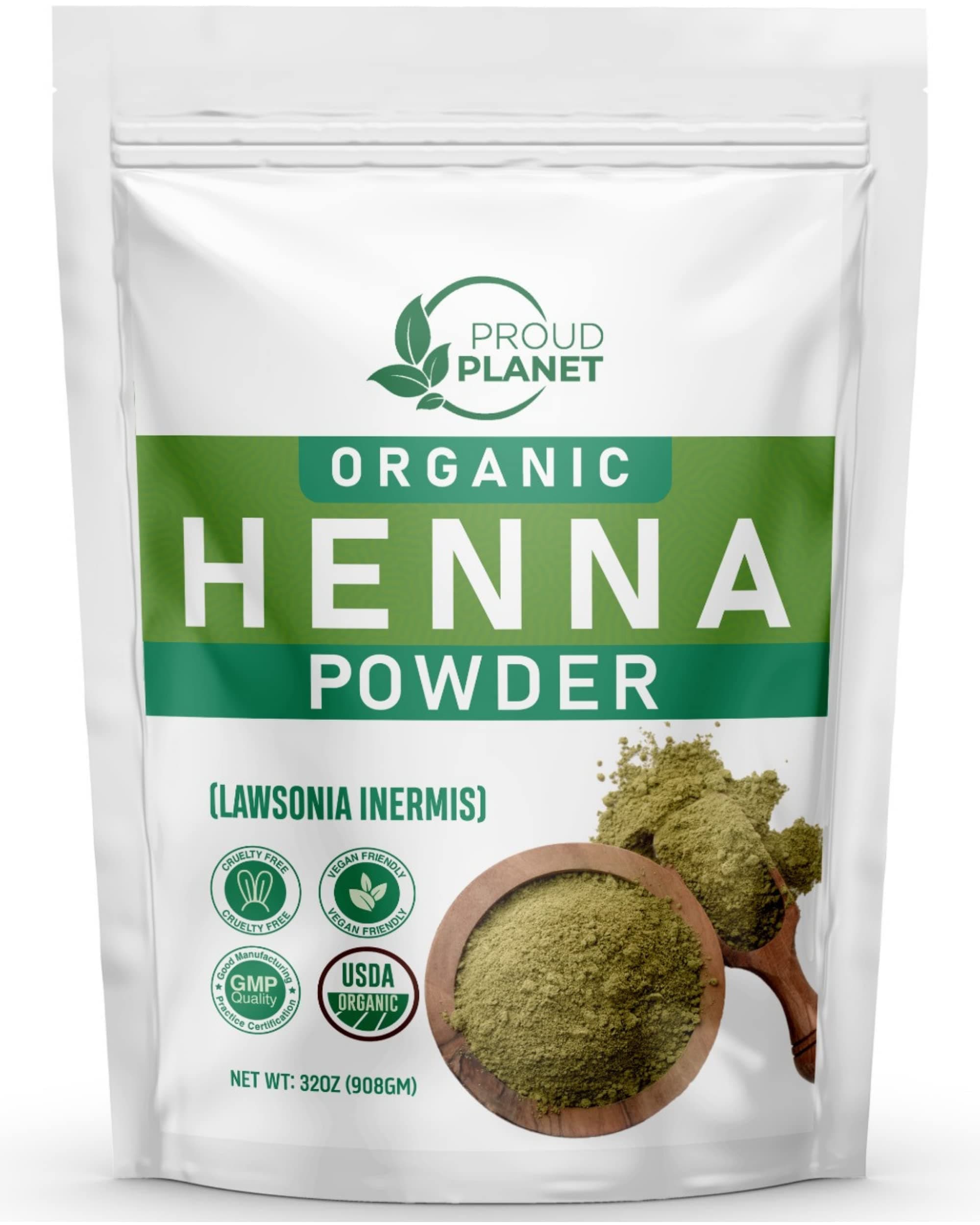ProudPlanetOrganic Henna Powder For Hair Dye (2 Pounds | 907g) | Lawsonia Inermis | Mehndi Powder | Natural & Raw | USDA Certified by Proud Planet