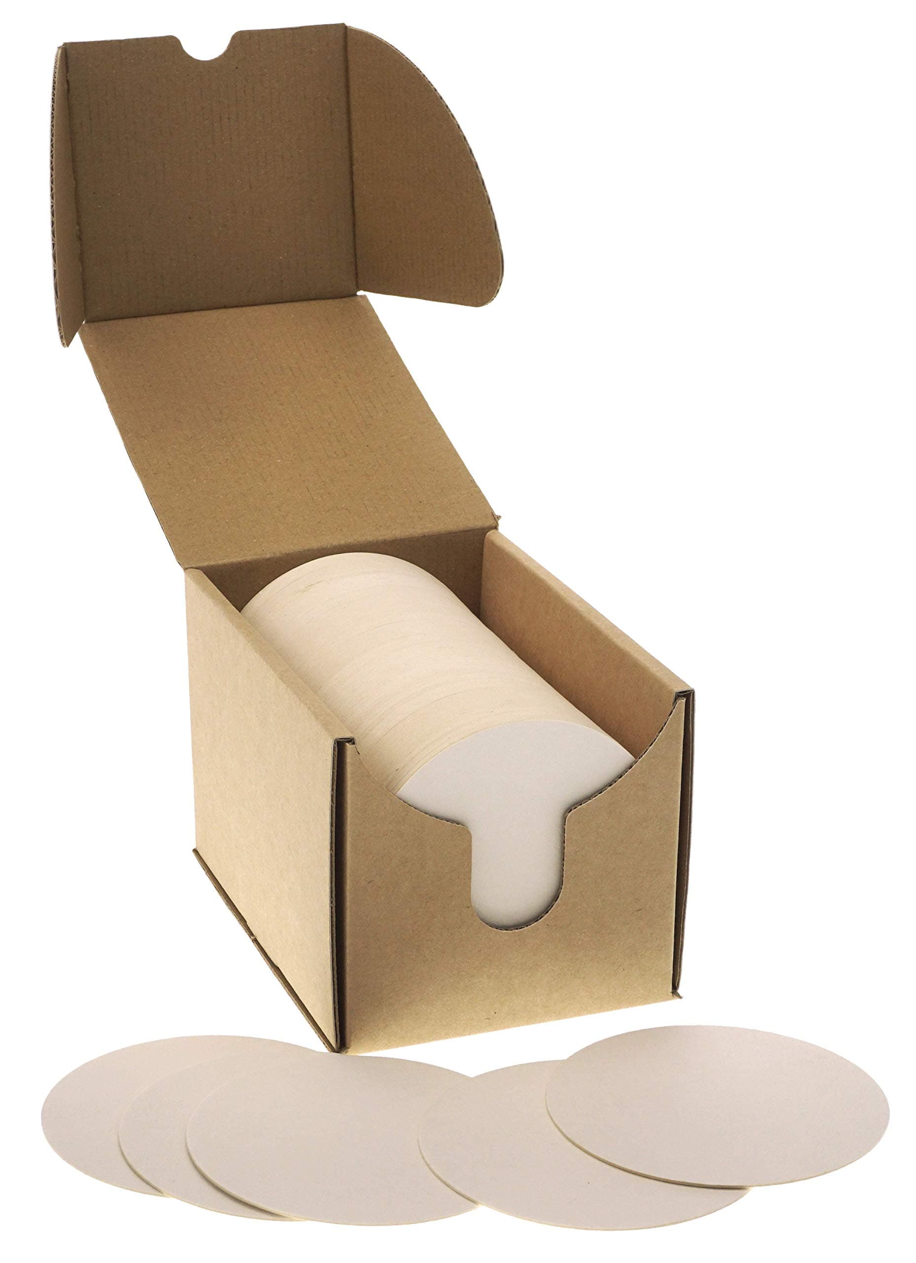 ZEZAZU 4" Round Heavyweight Blank White Paper Pulpboard Absorbent Coasters (Case of 125) for Drinks, DIY Craft Projects, Letterpress Paper, Zen Tiles Designs and Mini Art Board