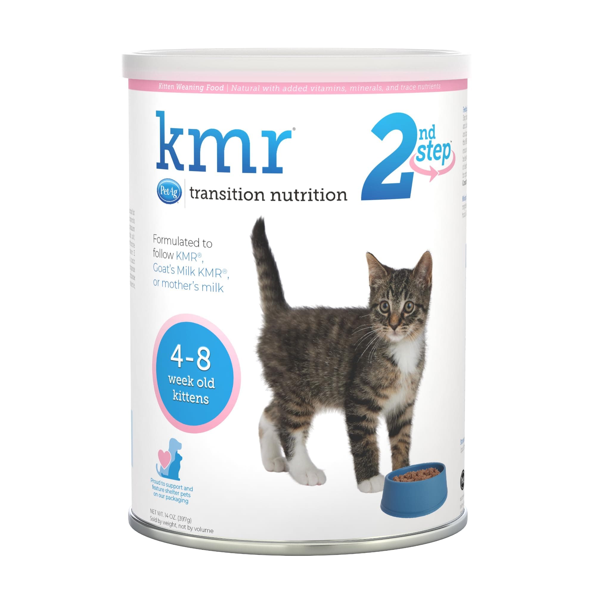 PetAg KMR 2nd Step Kitten Weaning Food - Contains Natural Milk Protein - For Kittens 4-8 Weeks Old - 14 oz