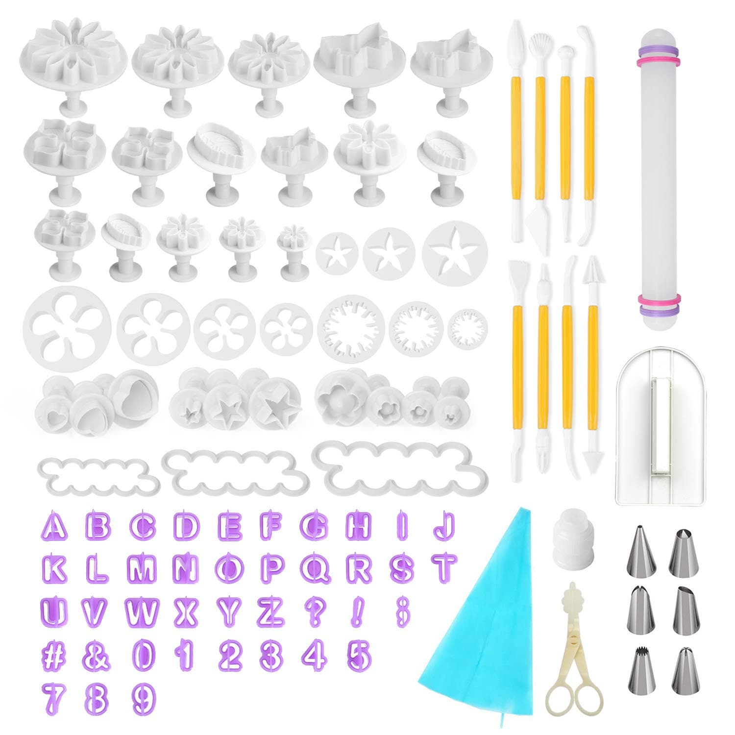 Fondant Tools Fondant Decoarting Tools - 97 pcs Fondant Cutter Cake Decorating Kit