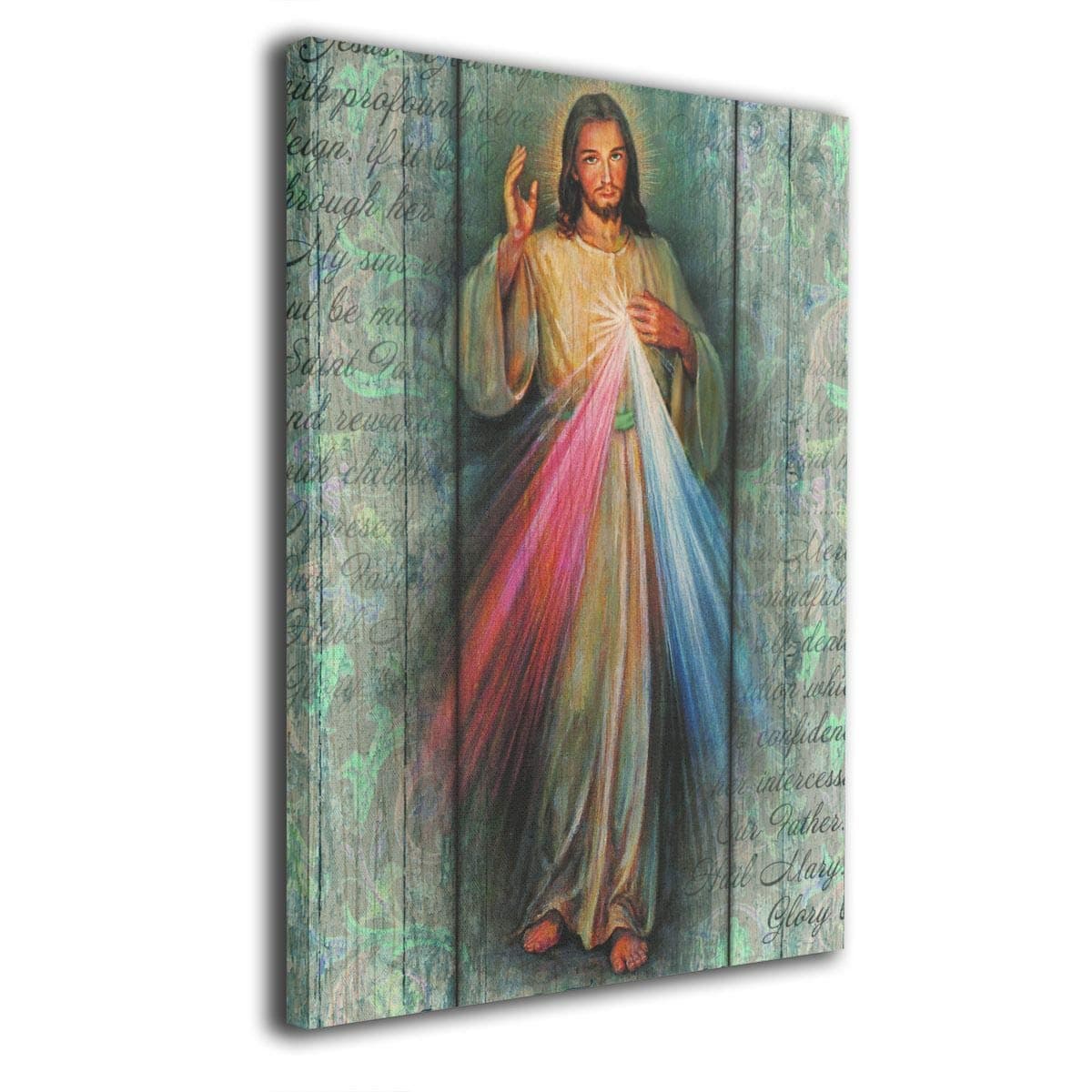 TANGDIAABBCC Arnold Glenn Rustic Divine Mercy Canvas Wall Art Prints Photo Modern Paintings Decorative Giclee Artwork Wall Decor Wood Frame Gallery Wrapped (White, 16"x20")
