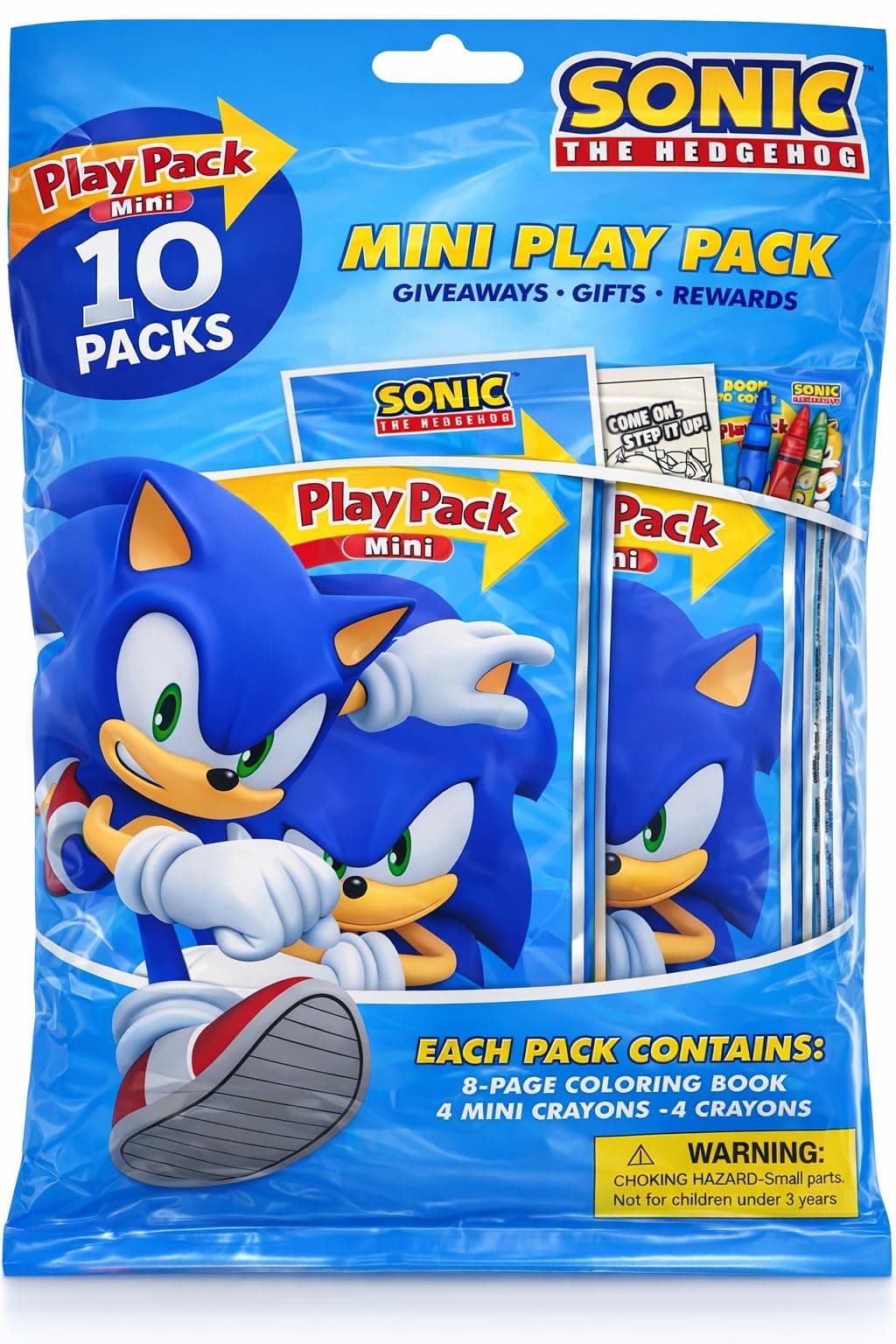 Bendon Sonic the Hedgehog Play Packs | Sonic Party Favors | Sonics Coloring Pad, 2 Mini Crayons, and a Sticker | Officially Licensed | 10-Pack Goodie Bags