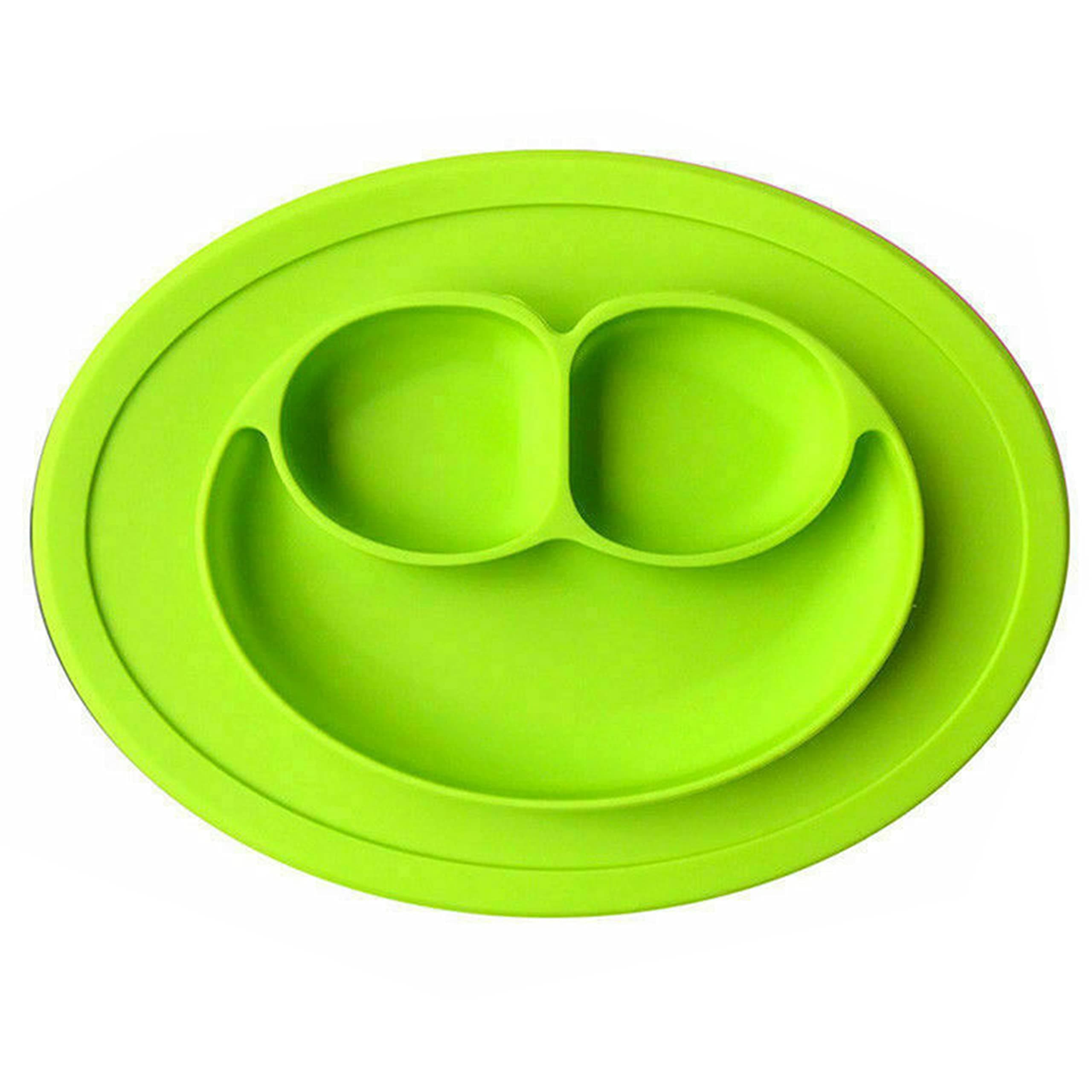 SRV Hub® Silicone Baby Snack Mat, Non Slip, Toddler Plates, Microwave, Dishwasher and Freezer Safe, Suction Table Tray (Green)