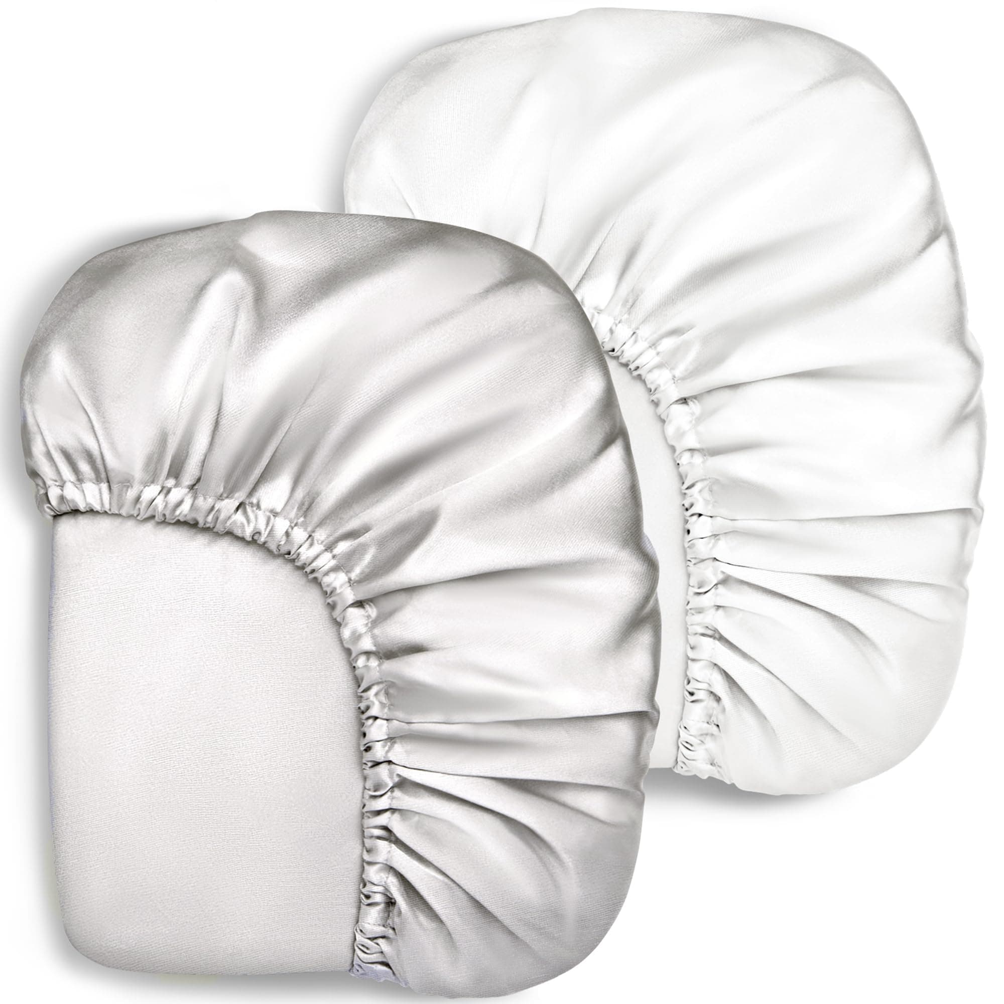 Pro Goleem 2 Pack Satin Crib Sheet for Baby Hair Care - Oeko-TEX Certified Silky Soft Fitted Mattress Cover 28x52 – Breathable & Gentle on Skin, Snug Fit for Standard Crib (White and Gray)