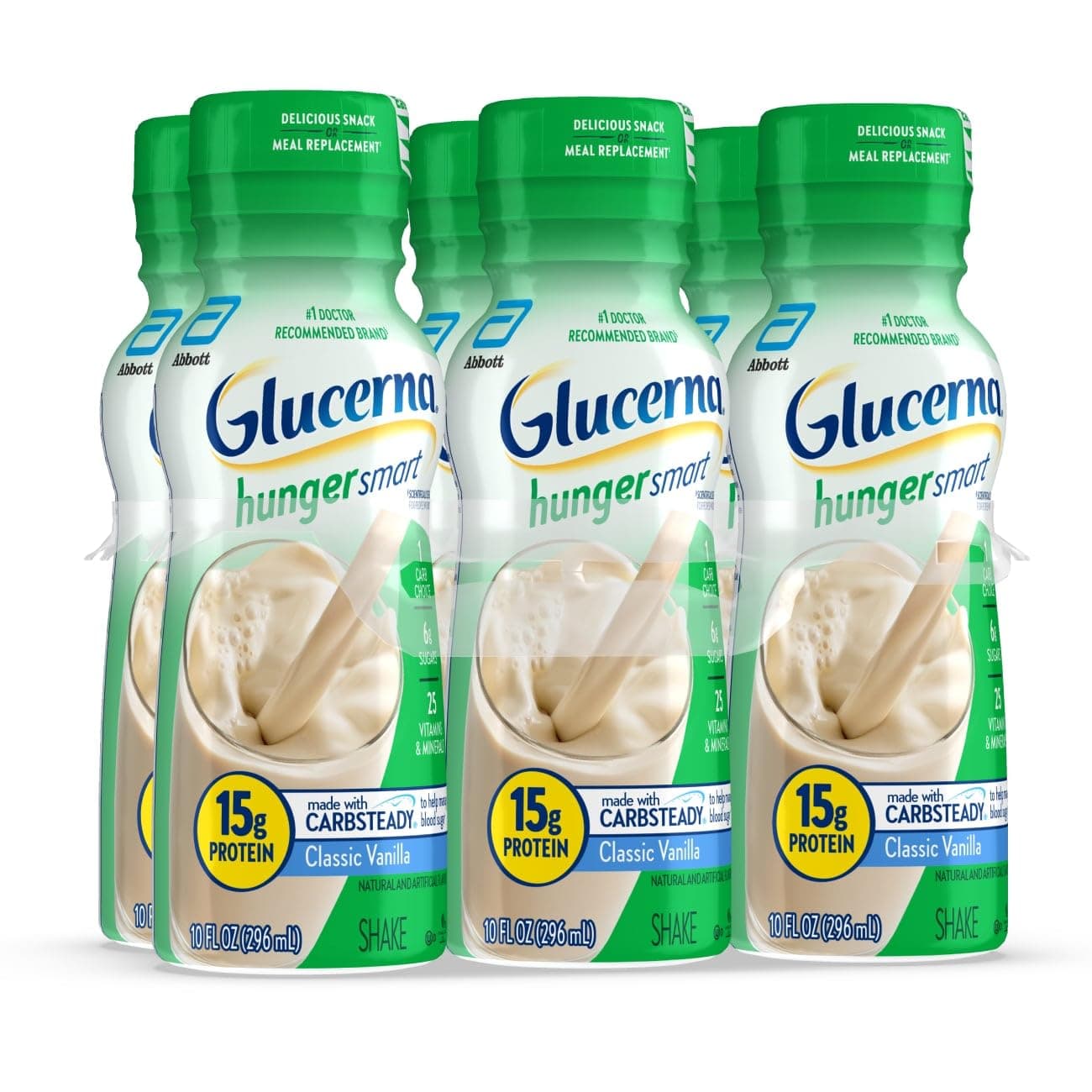 Hunger Smart Diabetes Care Shake, Classic Vanilla, Diabetic Meal Replacement to Support Blood Sugar Management, 15g Protein, 180 Calories, Ready to Drink, 10-fl-oz Bottle, 6 Pack