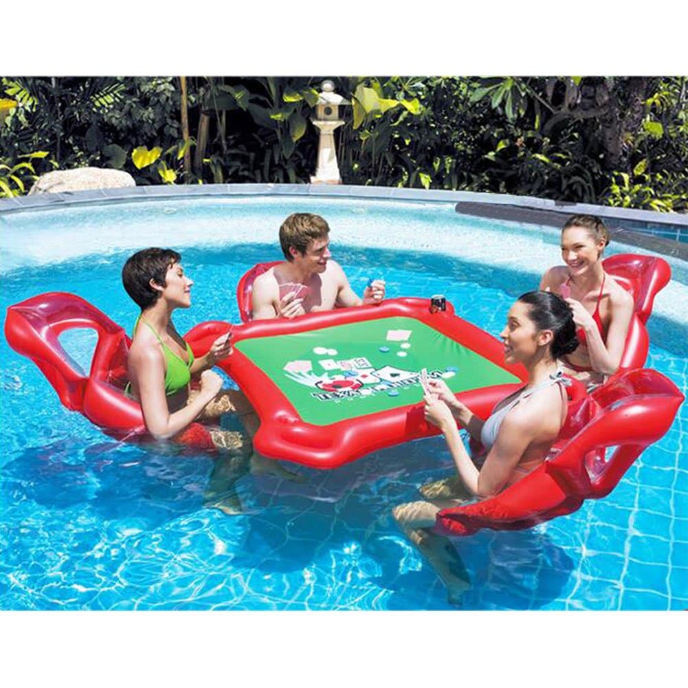 HOMEJU 4-Person Island Inflatable Water Group Pool Float,53" Diameter