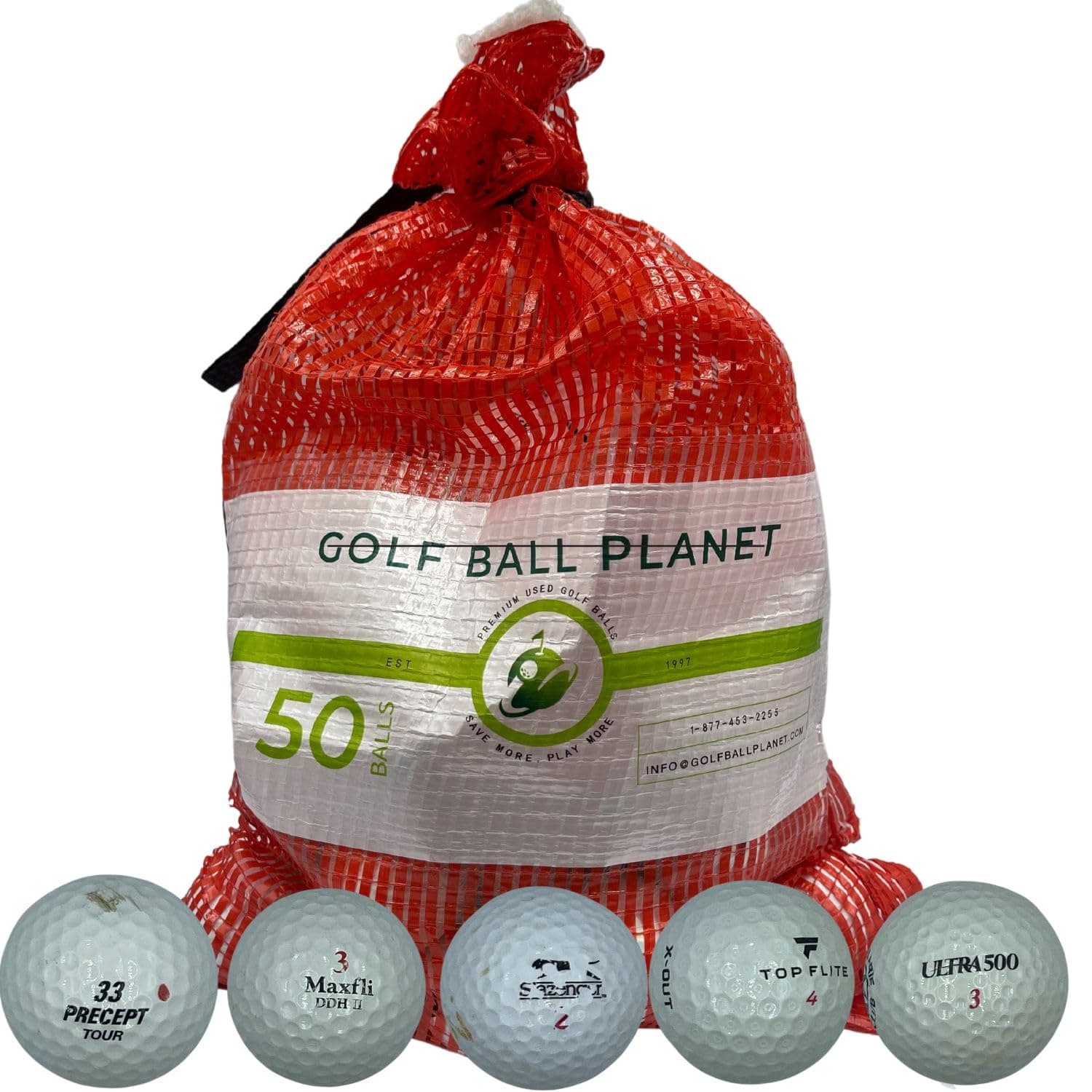 50 Ball Mesh Bag Hit Away Practice Used Golf Balls