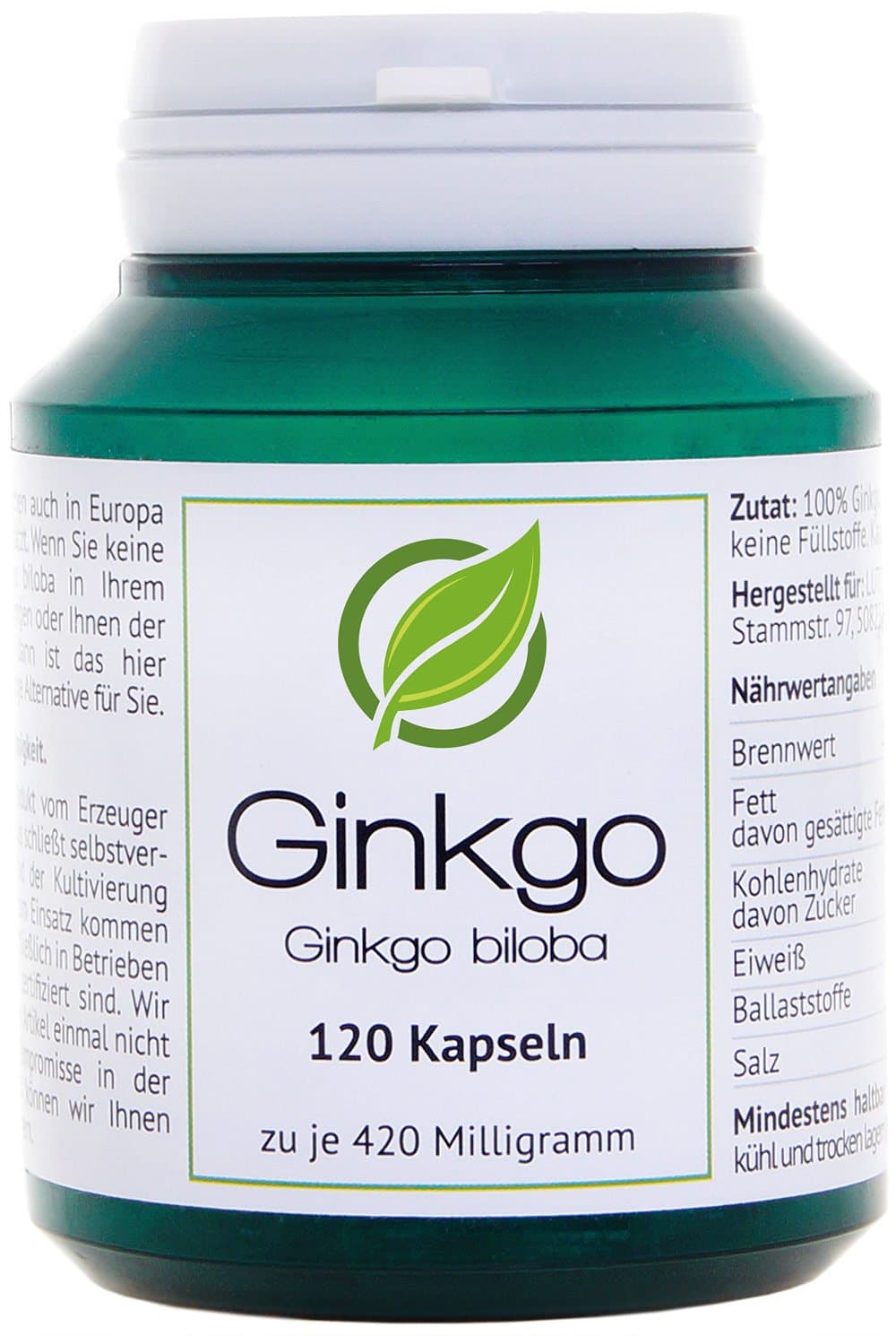 Ginkgo (Ginkgo biloba) | 120 capsuels, 420 mg | Premium Quality