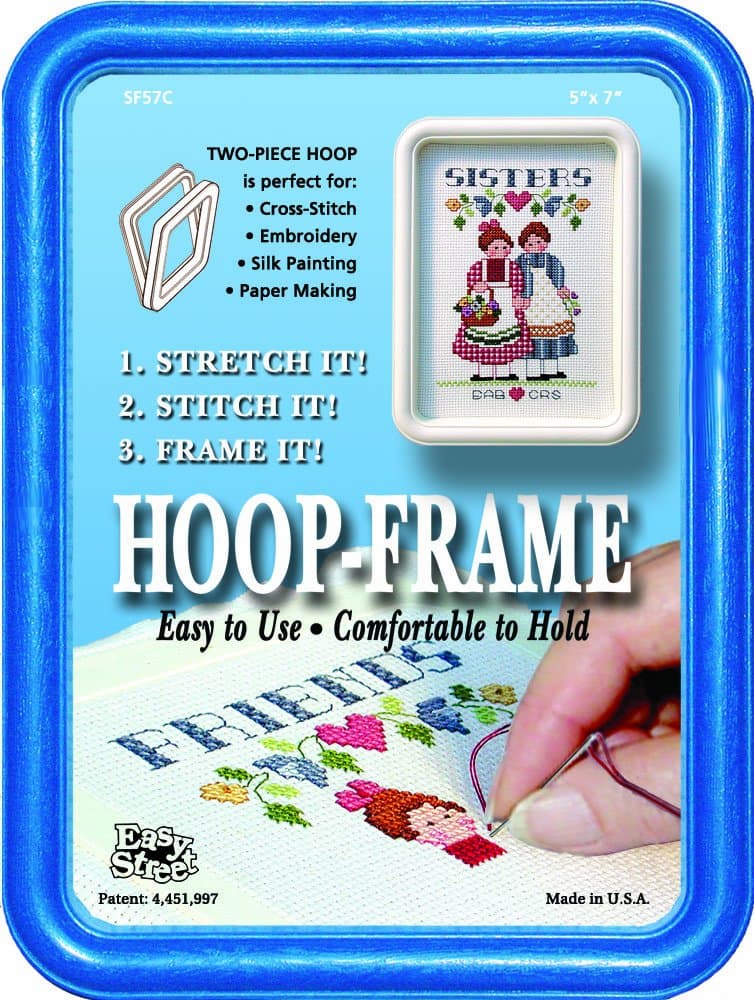 Easy Street Crafts "Square Embroidery Hoop-Frame, 5 by 7-Inch, Blue