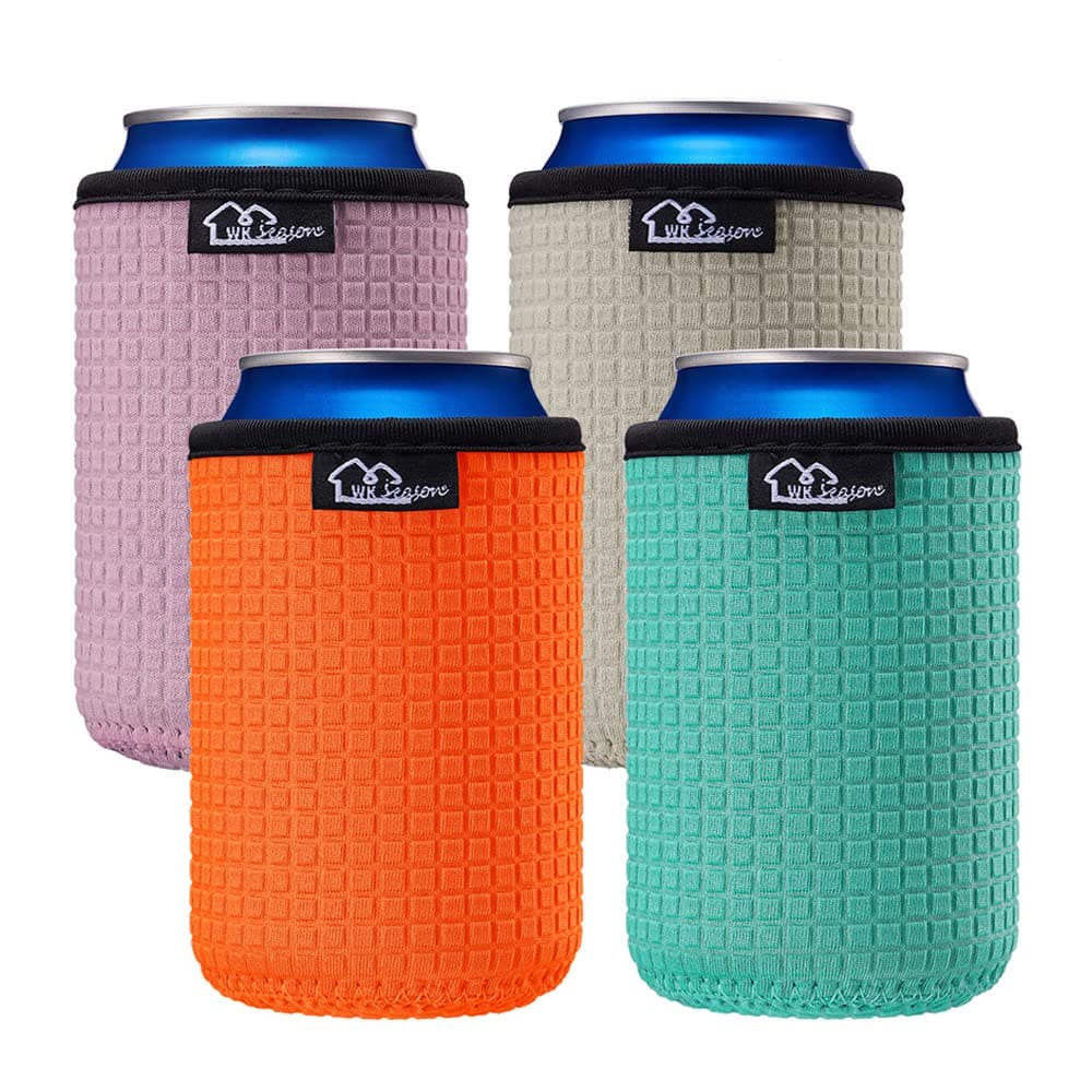 WK IEASON 12oz Standard Can Sleeves Insulators Sleeves Standard Can Covers 12OZ Beer Bottle Sleeves Coolers Holder Non-slip Neoprene Can Coolier Sleeves 4PC Pack (12oz standard-4pcs)