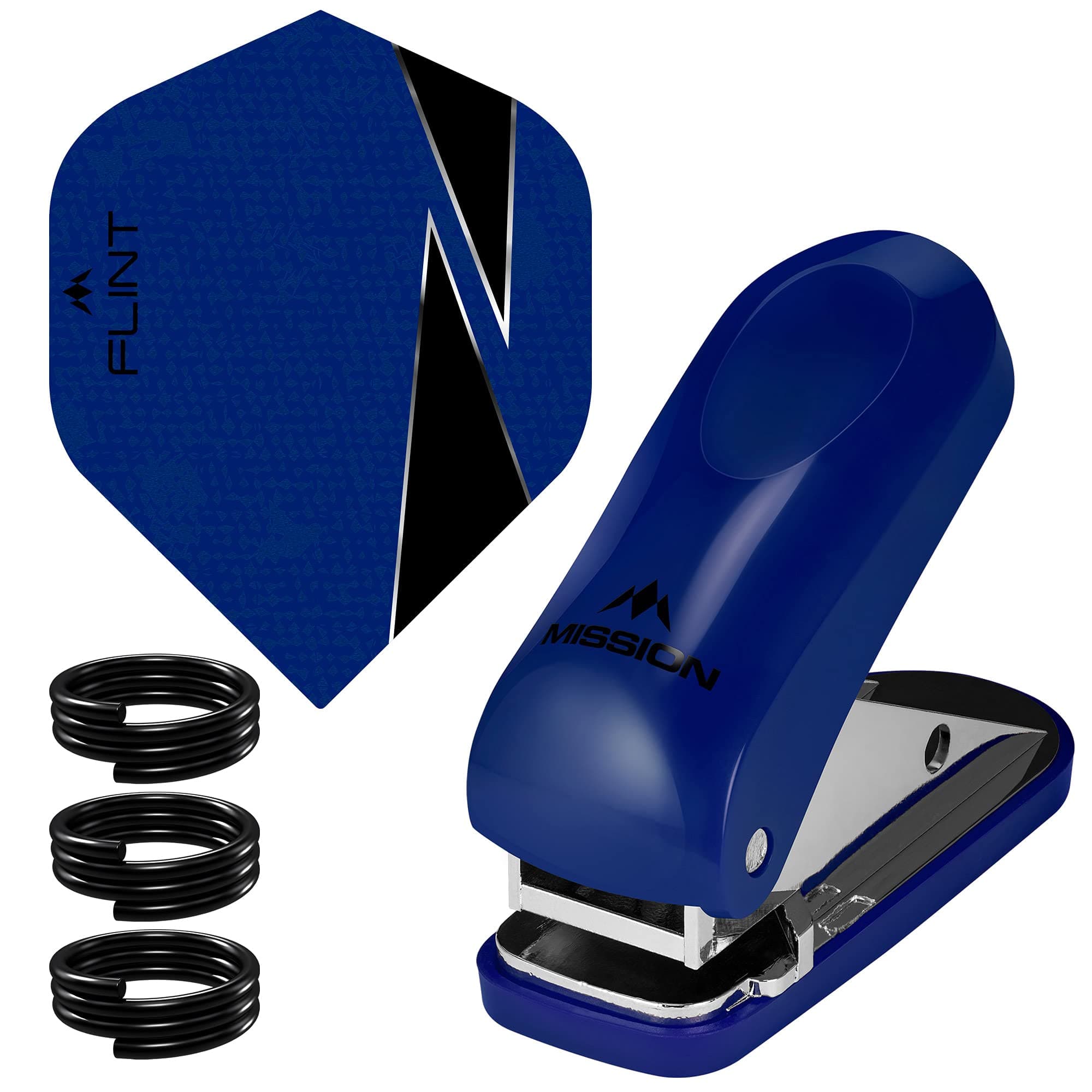 Mission Darts F-Lock Pro | Darts Flight Punch Set Including 10 Sets of Black Springs and 4 Sets of Flights, Blue