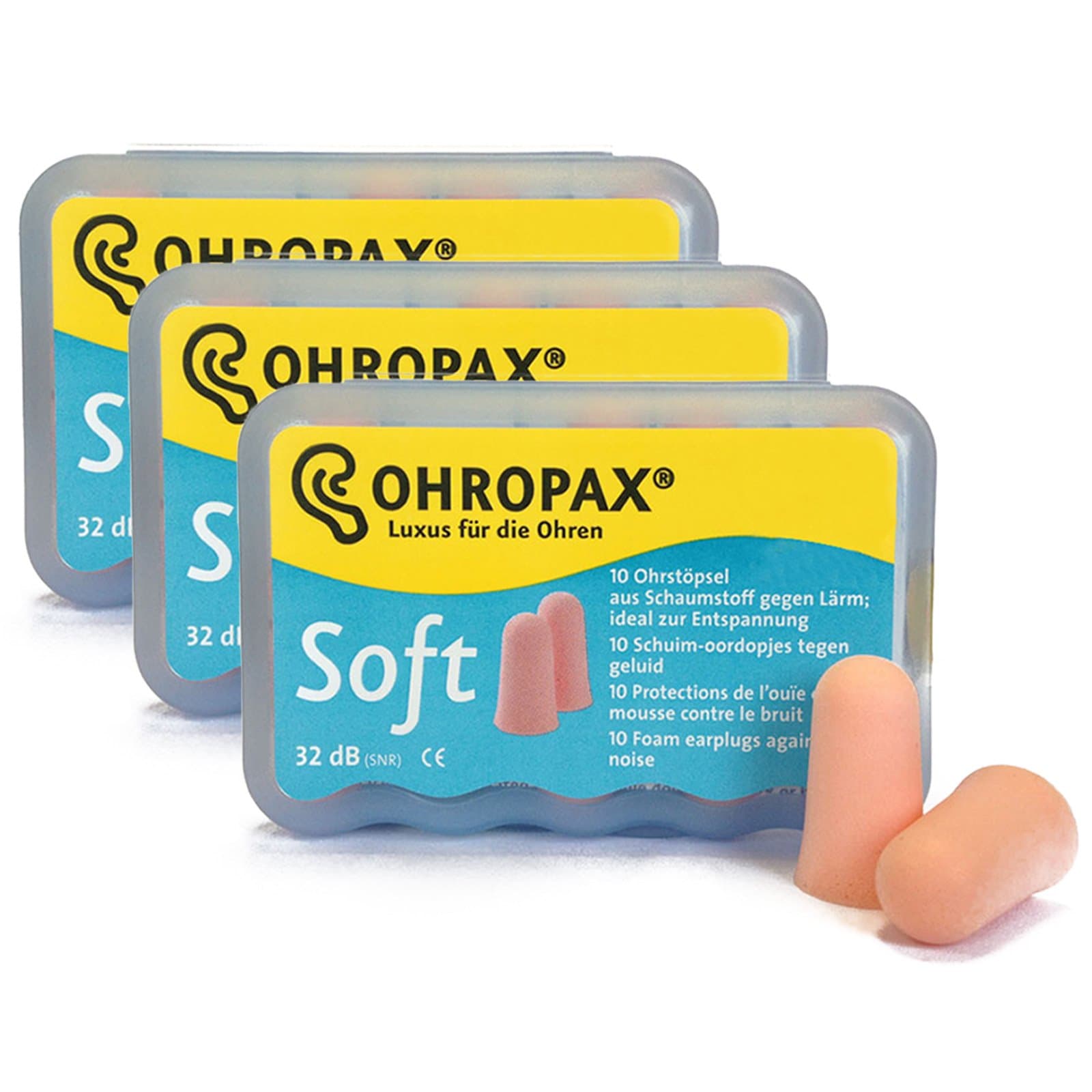 Ohropax Earplugs Soft (3 Packs (15 Pairs))