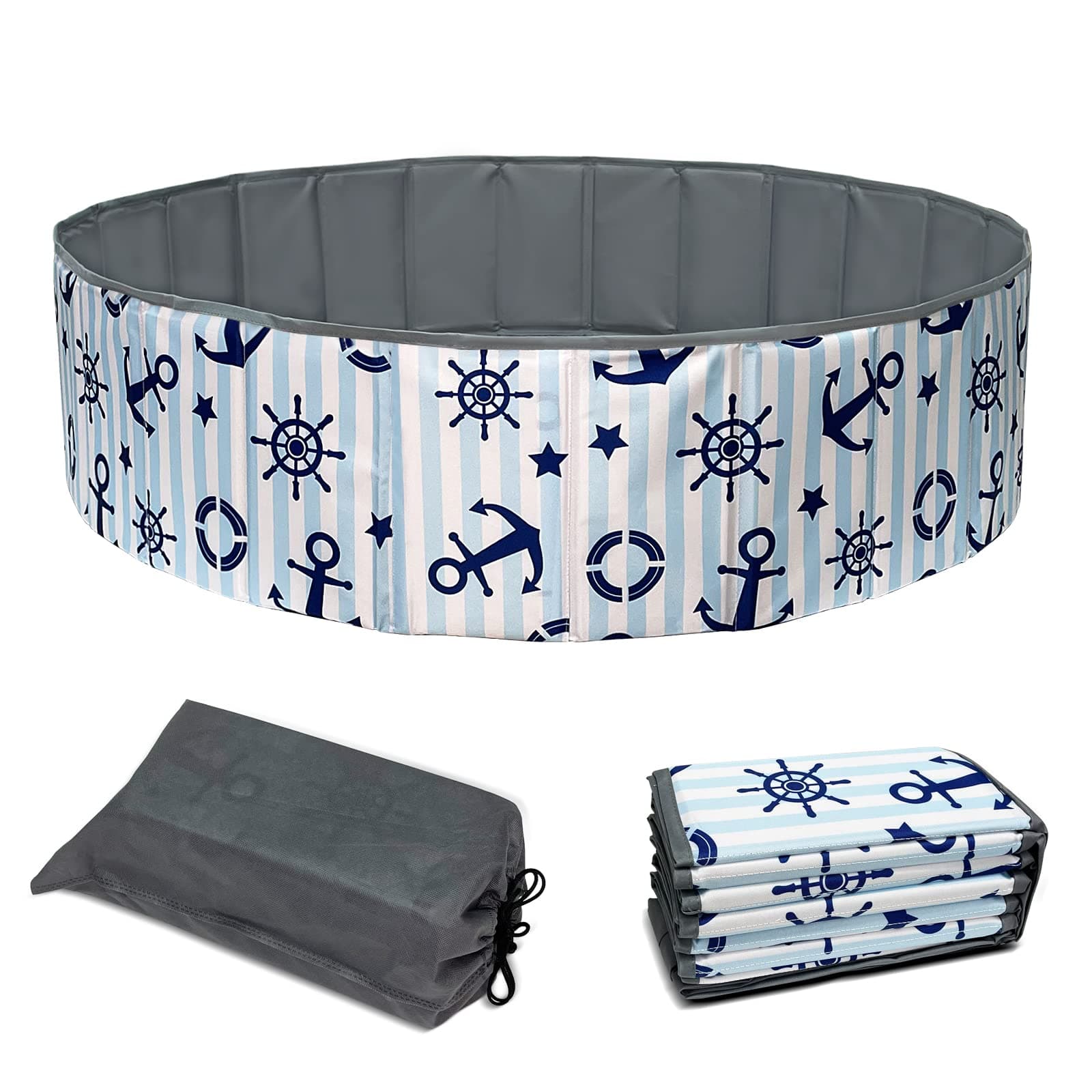 Ball Pit for Toddlers - Foldable & Portable Large Fabric Ball pits for Kids and Babies. Ocean, Colored Circles, Pink Designs. Waterproof & Durable Indoor Outdoor use Ball Pit playpen (Ocean)