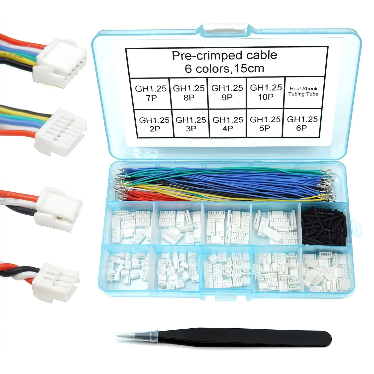 GH1.25 Connectors and Pre-Crimped Silicone Cables Compatible with JST GH 1.25mm for Pixhawk 6C 6X Pixhawk 4 15cm Wires