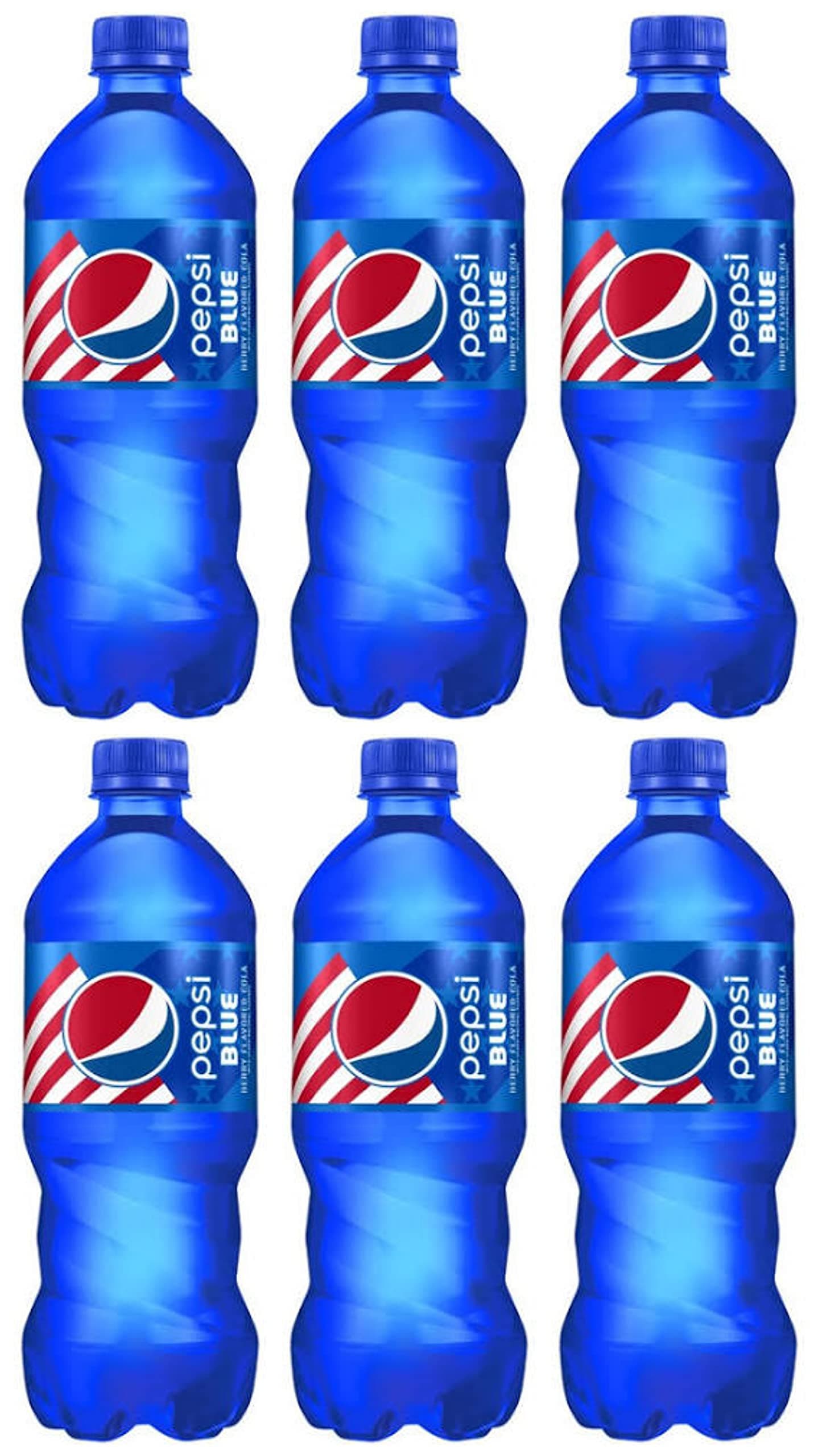 Pepsi blue 20 fl oz, 6 bottles, total 120 fl oz