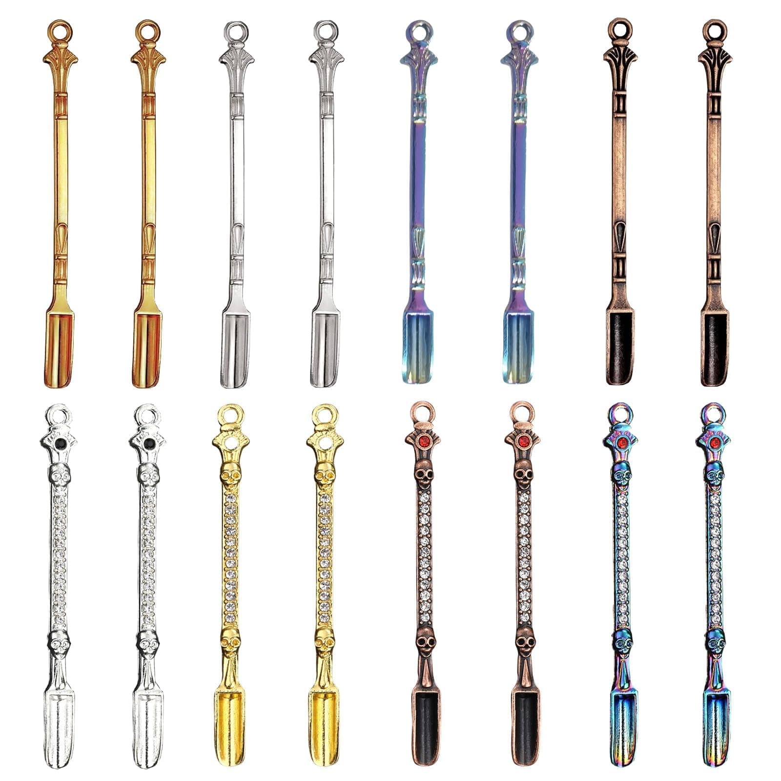 16pcs Mini Shovel Medicine & Snuff Spoons - Alloy Mini Shovel Spoons for Measuring Spices, Herbs, Powder, Coffee, Sugar, 3.31x0.27 inch