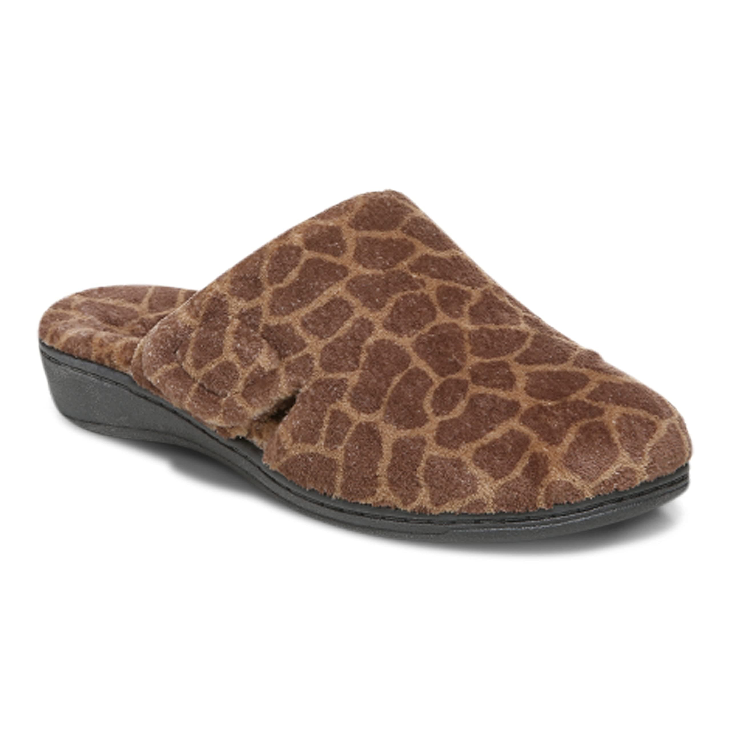 Women’s Gemma Mule Slipper - Comfortable Spa House Slippers that include Three-Zone Comfort with Orthotic Insole Arch Support, Soft House Shoes for Ladies, Brownie Giraffe, 5