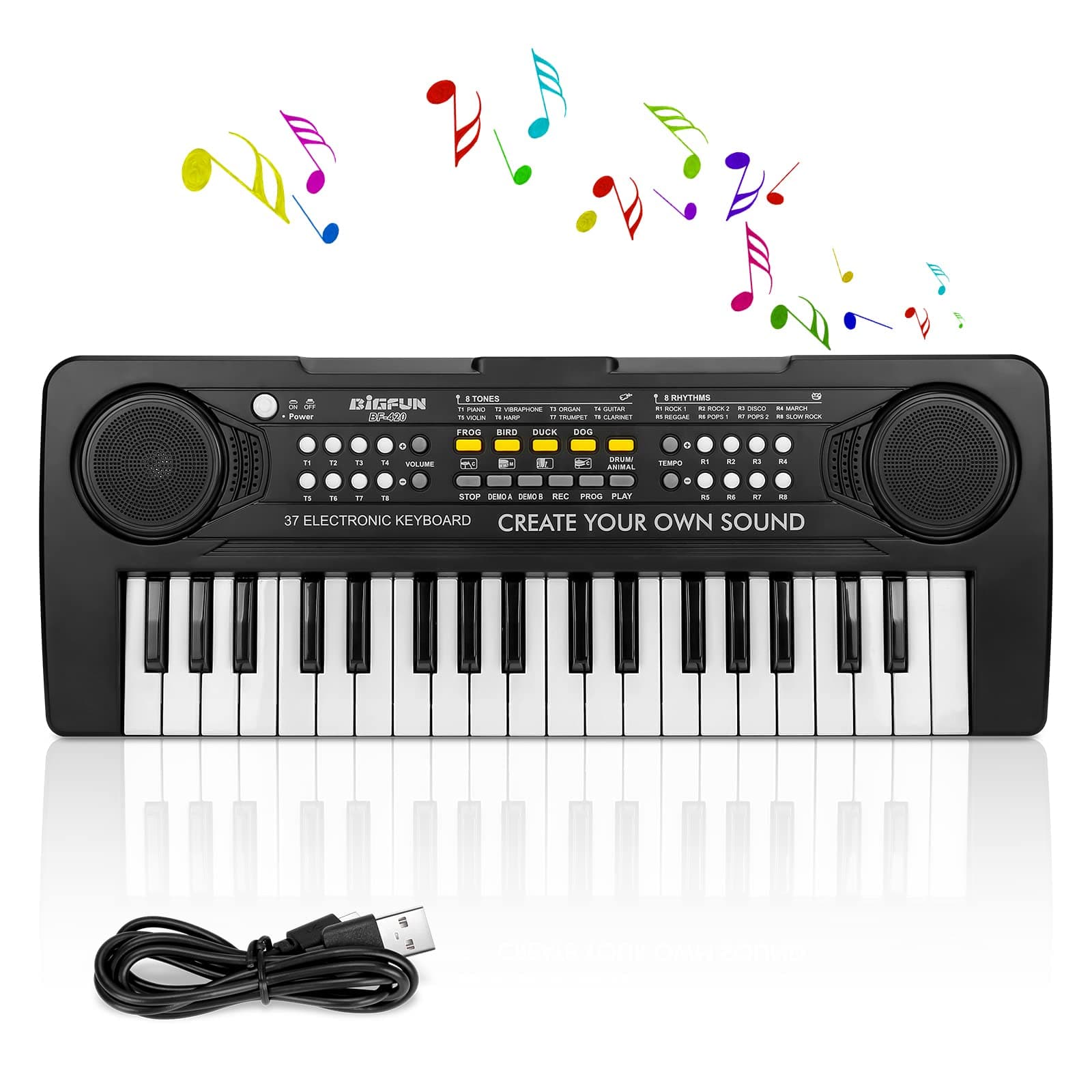 Kids Piano Keyboard, 37 Keys Electronic Piano for Kids Portable Multi-Function Musical Instruments Birthday Educational Gift Toys for 3 4 5 6 7 8 Year Old Boys Girls Children Beginner (Black)