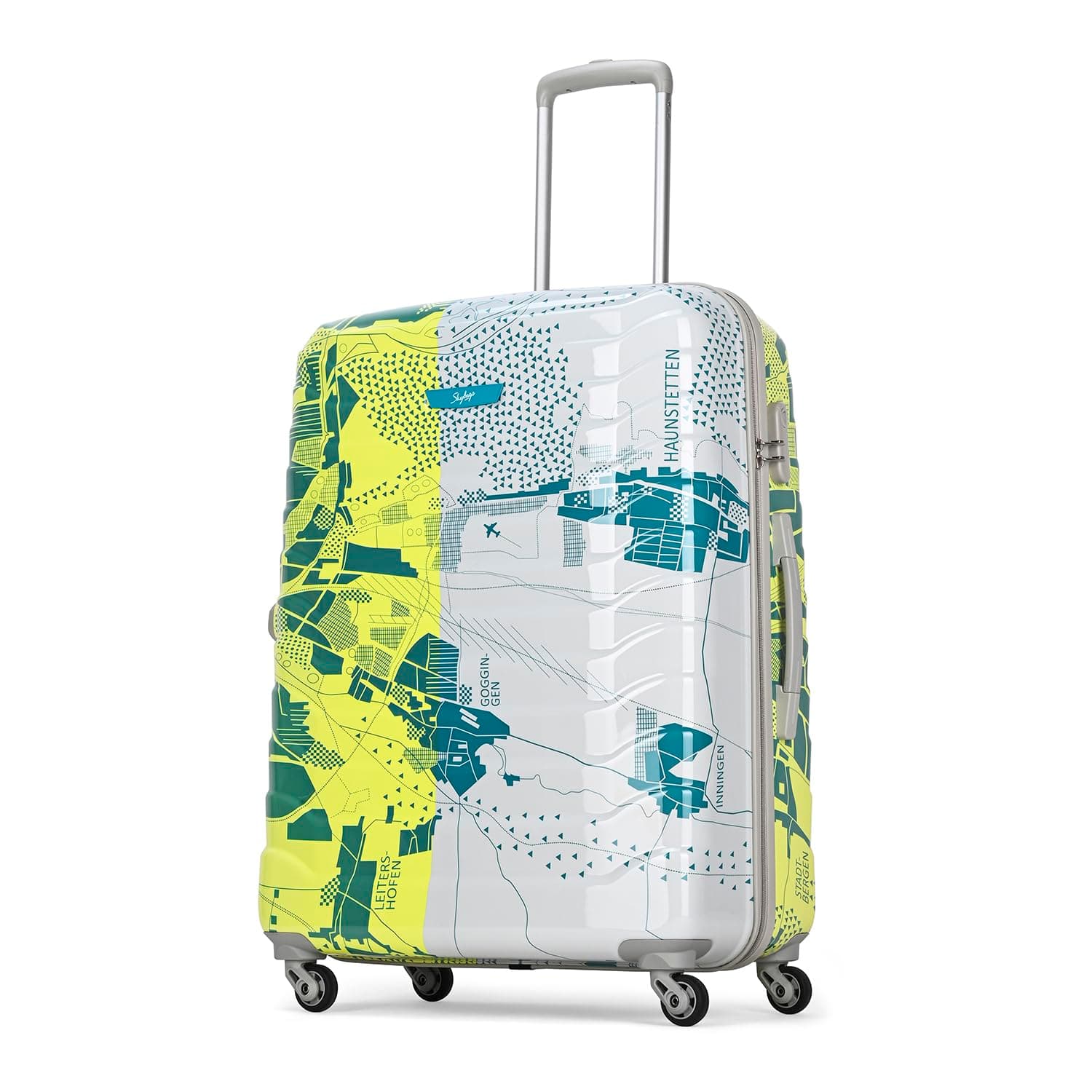 Skybags Trooper Large Check-in Size Hard Luggage | Luggage Trolley with 4 Spinner Wheels and Resettable Combination Lock | Lime Green, Central Hardside Suitcase with 92L Capacity, Lime Green, Large