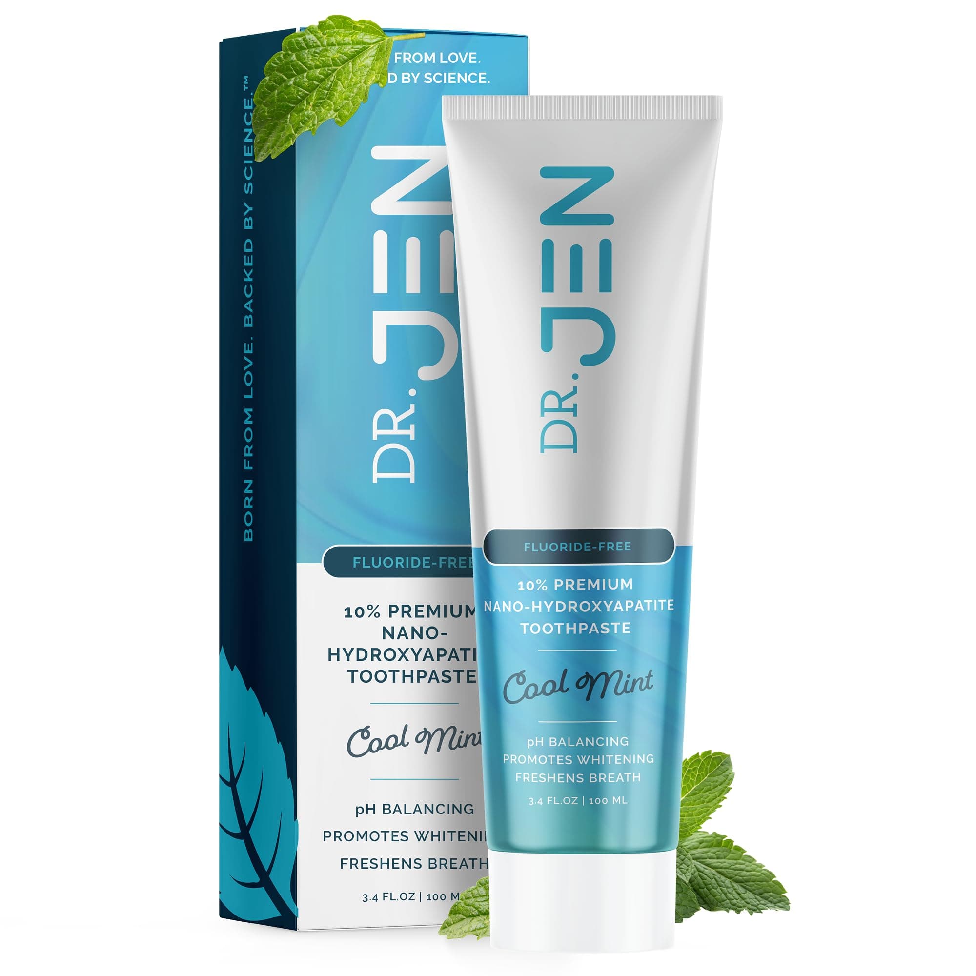 Dr Jen 10% Nano Hydroxyapatite Fluoride Free Natural Remineralizing Toothpaste, Developed by a Real Dentist, Safe to Swallow, Clinically Proven, Strengthen Enamel (4 oz)