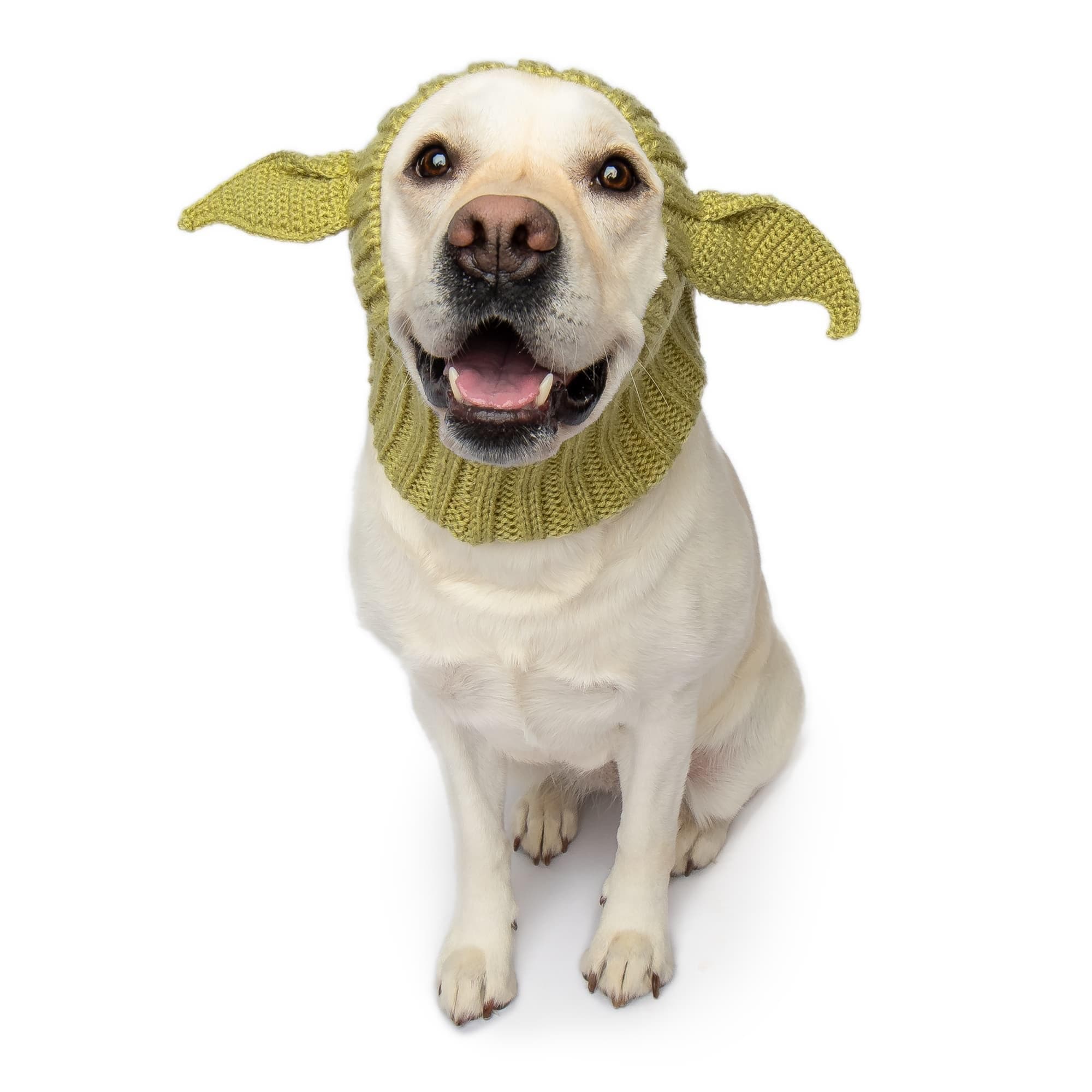 Zoo Snoods Baby Yoda Costume - Alien Knit Dog Snood Wrap for Pets, Warm Neck Ear Cover Protection for Halloween and Winter (Large)