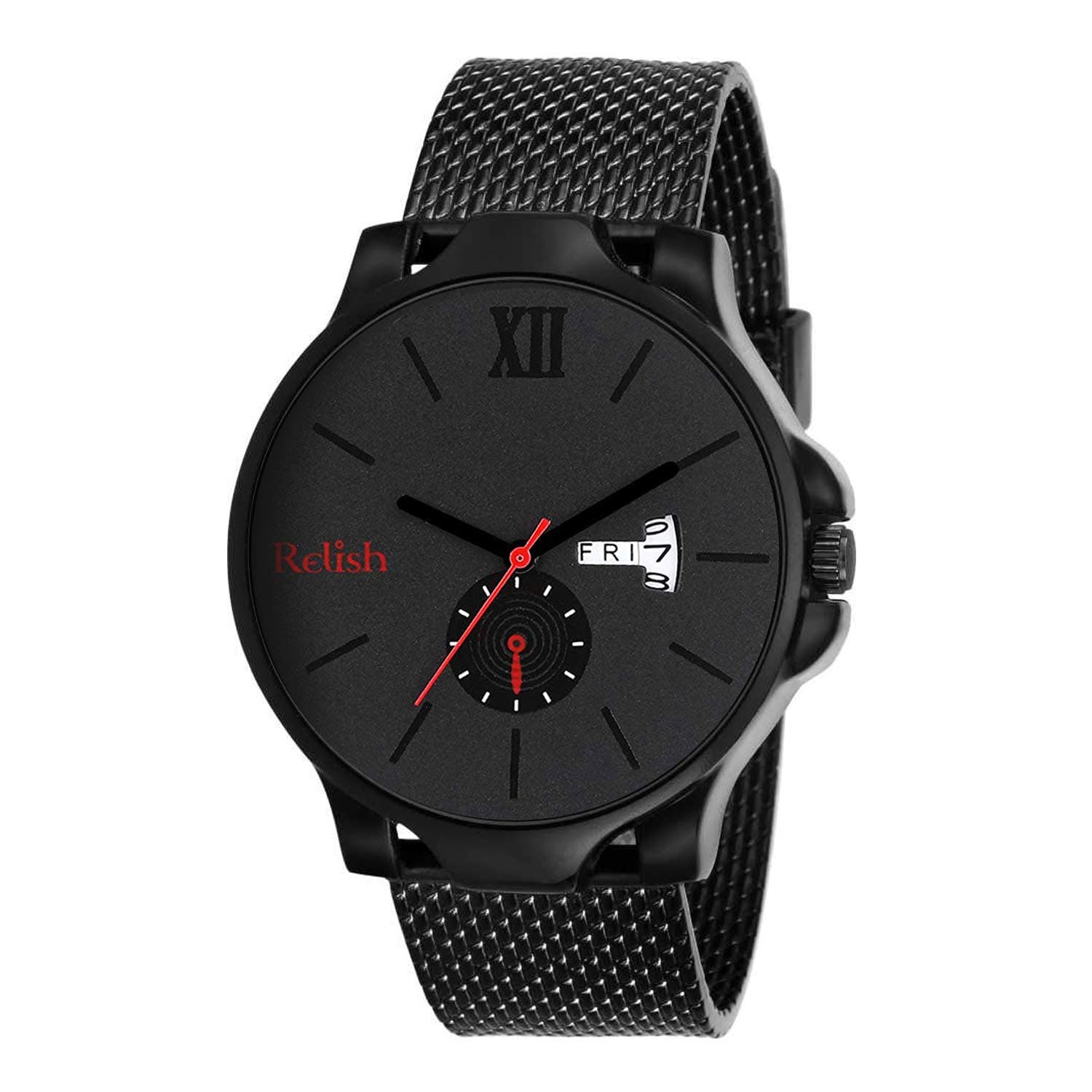 Leather Analogue Men's & Boy's Watch (Black Dial Black Colored Strap)
