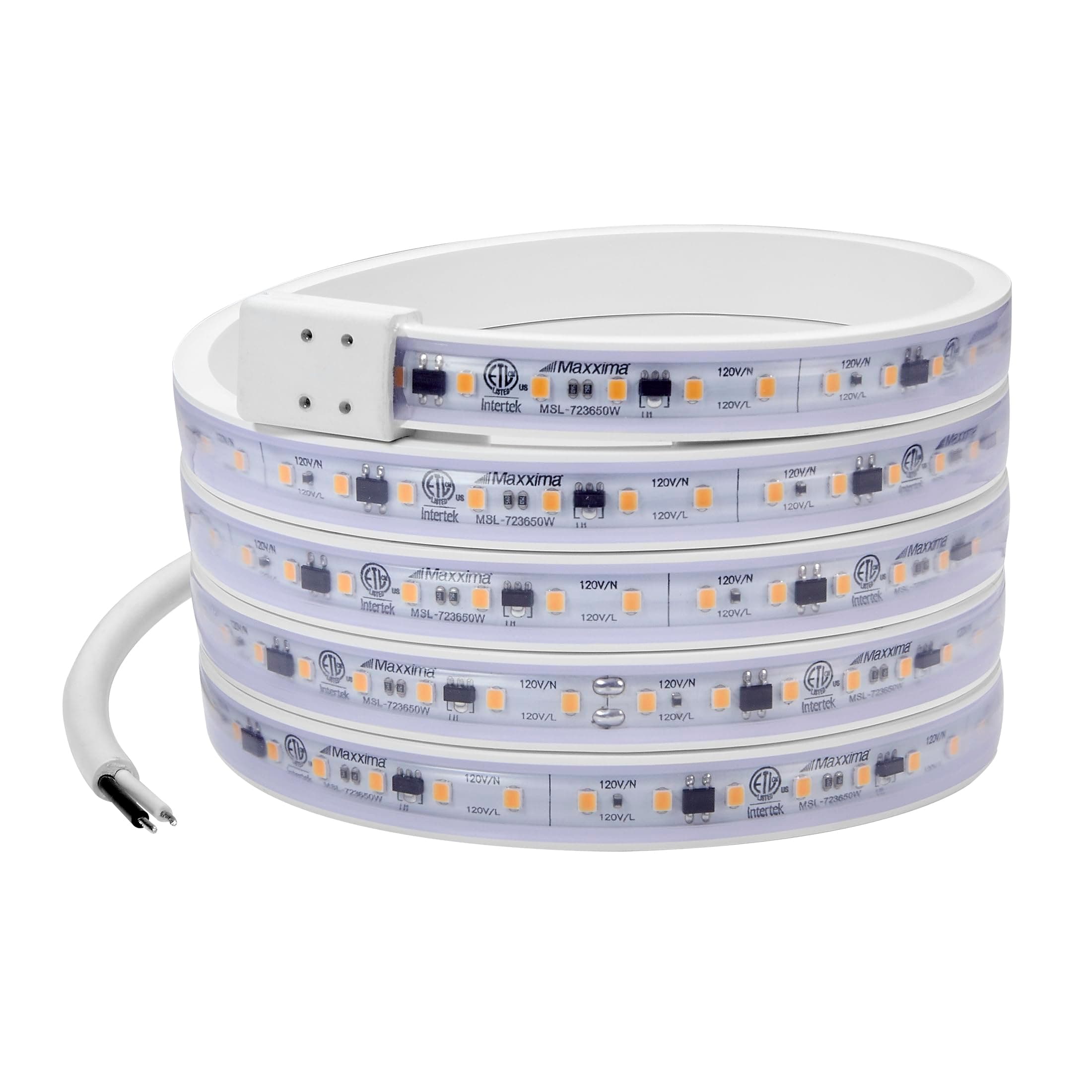 Maxxima 72 in. Hardwired LED Under Cabinet Strip Light, 2760 Lumens, 3000K Warm White, Kitchen and Living Room 120V White Cove Lighting, No Power Supply Needed