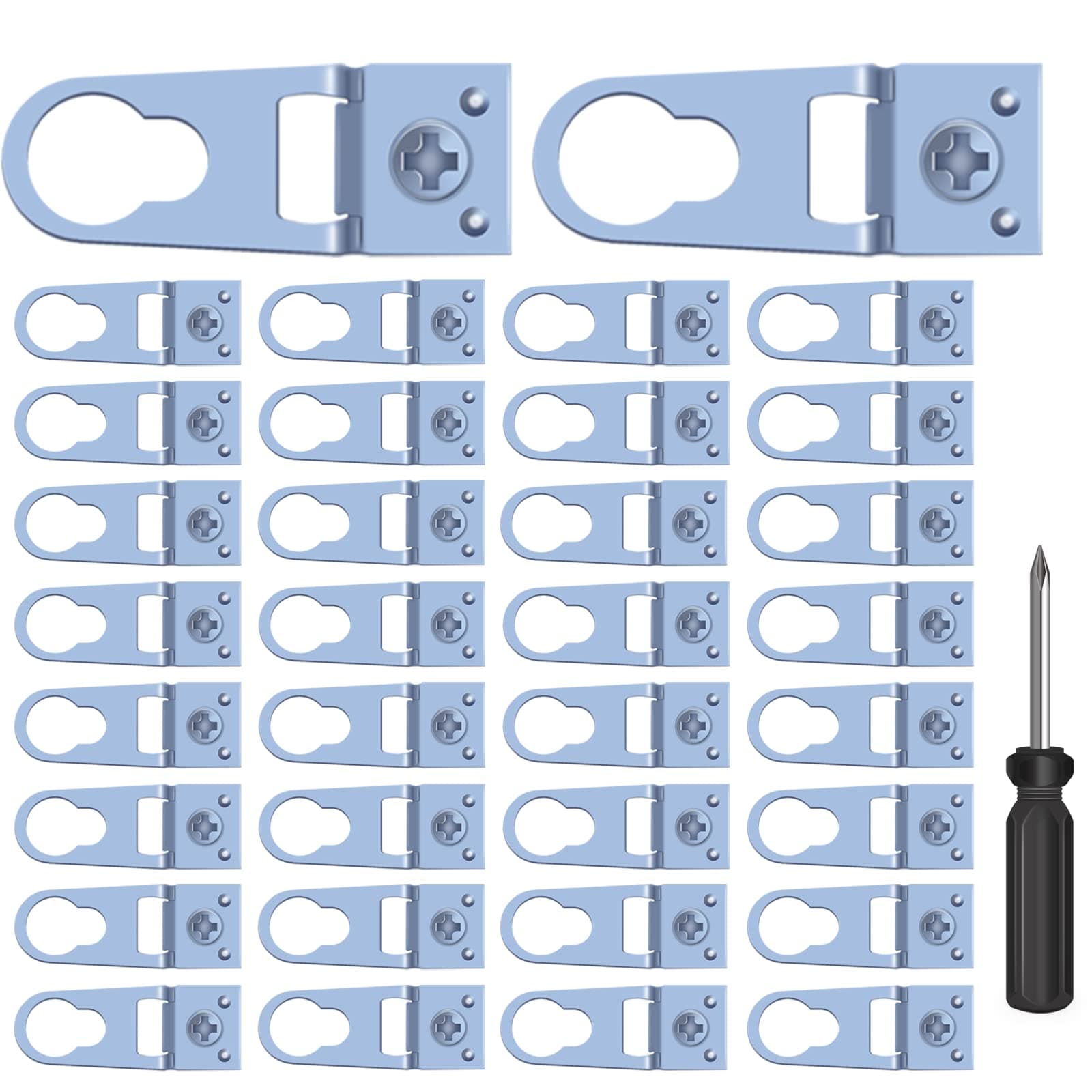 30 Sets of Metal Frame D-Ring Picture Hangers with Screws and Screwdrivers - for Open-Type Frame Channels Will Not Damage Photo Frames