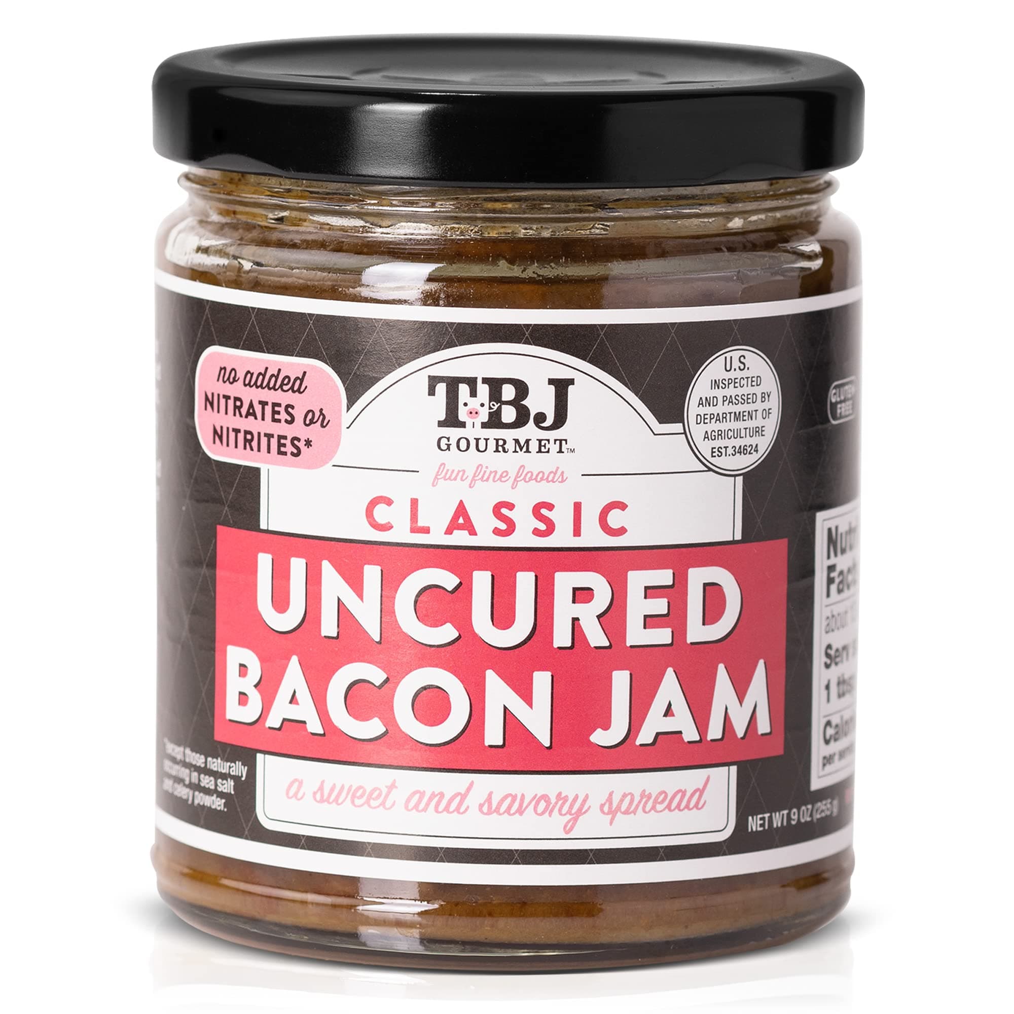TBJ Gourmet Classic Bacon Jam - Original Recipe Bacon Spread - Uses Real Bacon, No Preservatives - Authentic Bacon Jams - 9 Ounces