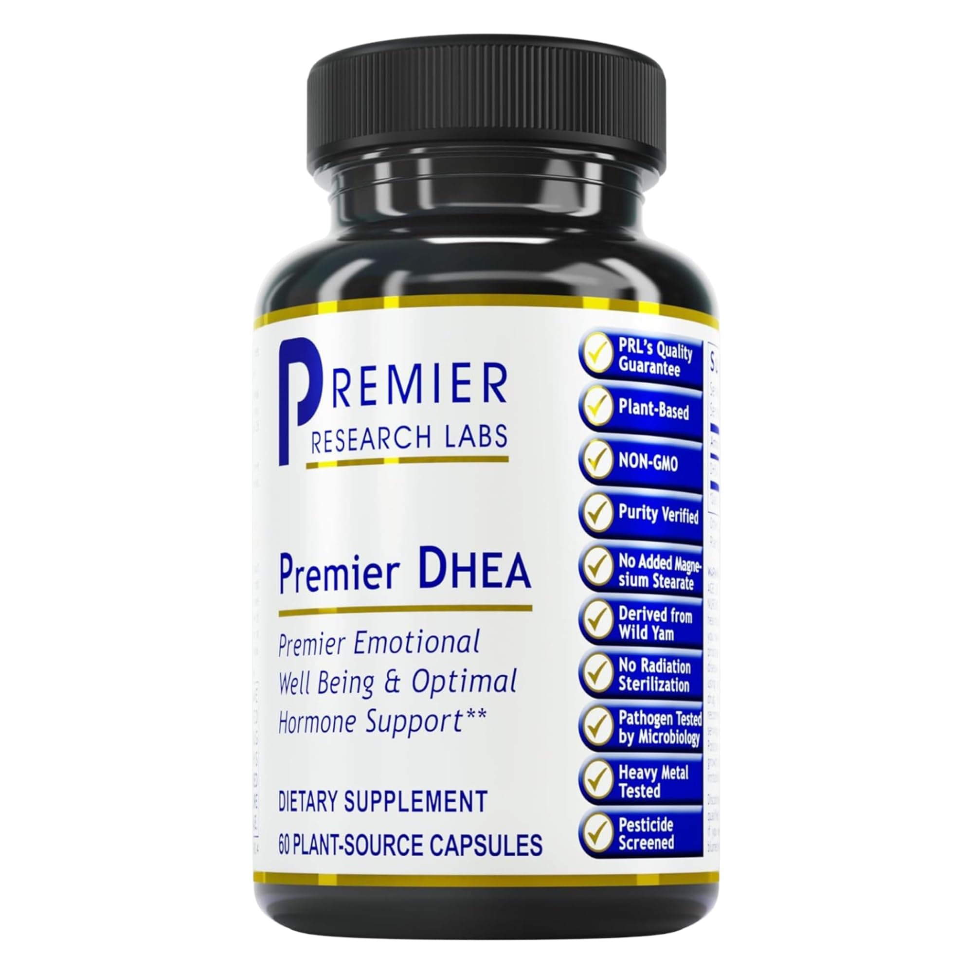 Premier Research Labs Premier DHEA - DHEA Supplement for Women & Men, Pure DHEA 25mg, Hormone Support for Healthy Aging, Wild Yam DHEA, Vegan Friendly - 60 Vegetarian Capsules