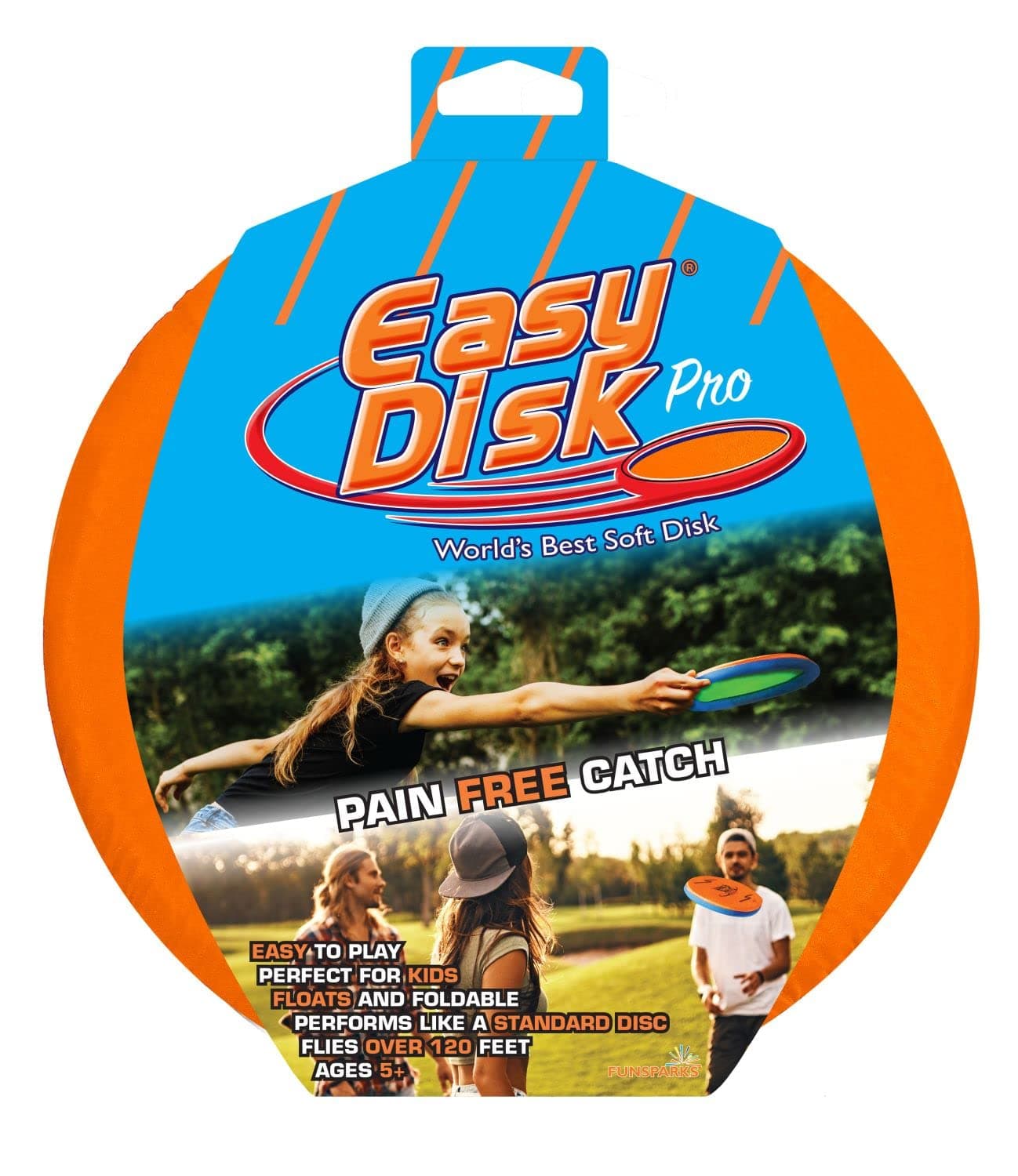 Funsparks Easy Disk - Soft Catch Flying Disc - Easy to Learn and Play Disc Toss for Indoors or Outdoor Games for Kids, Beginners or Advanced Ultimate Flying Disc Game