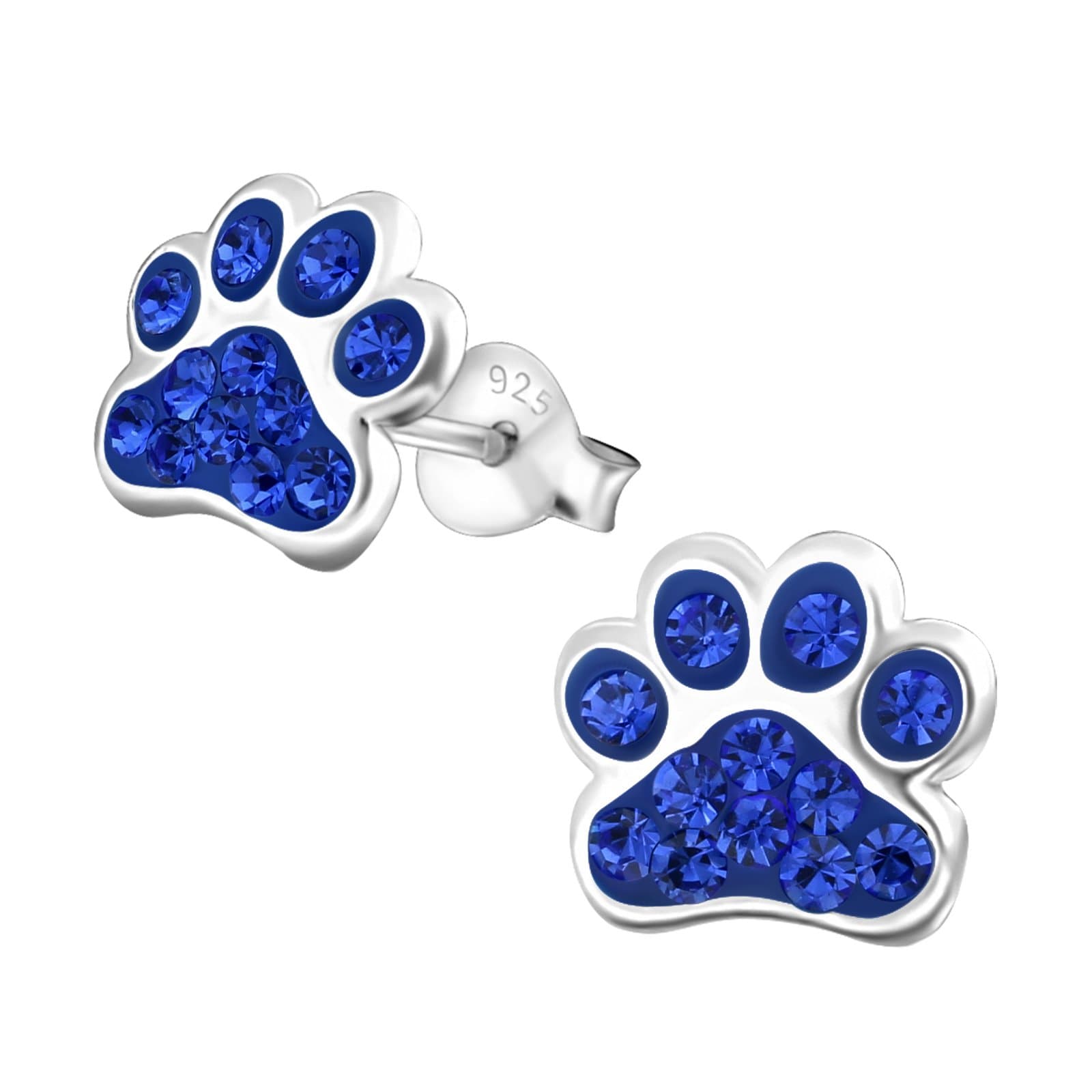925 Sterling Silver Paw Print Stud Earrings (Choose Your Style) (Nickel Free)