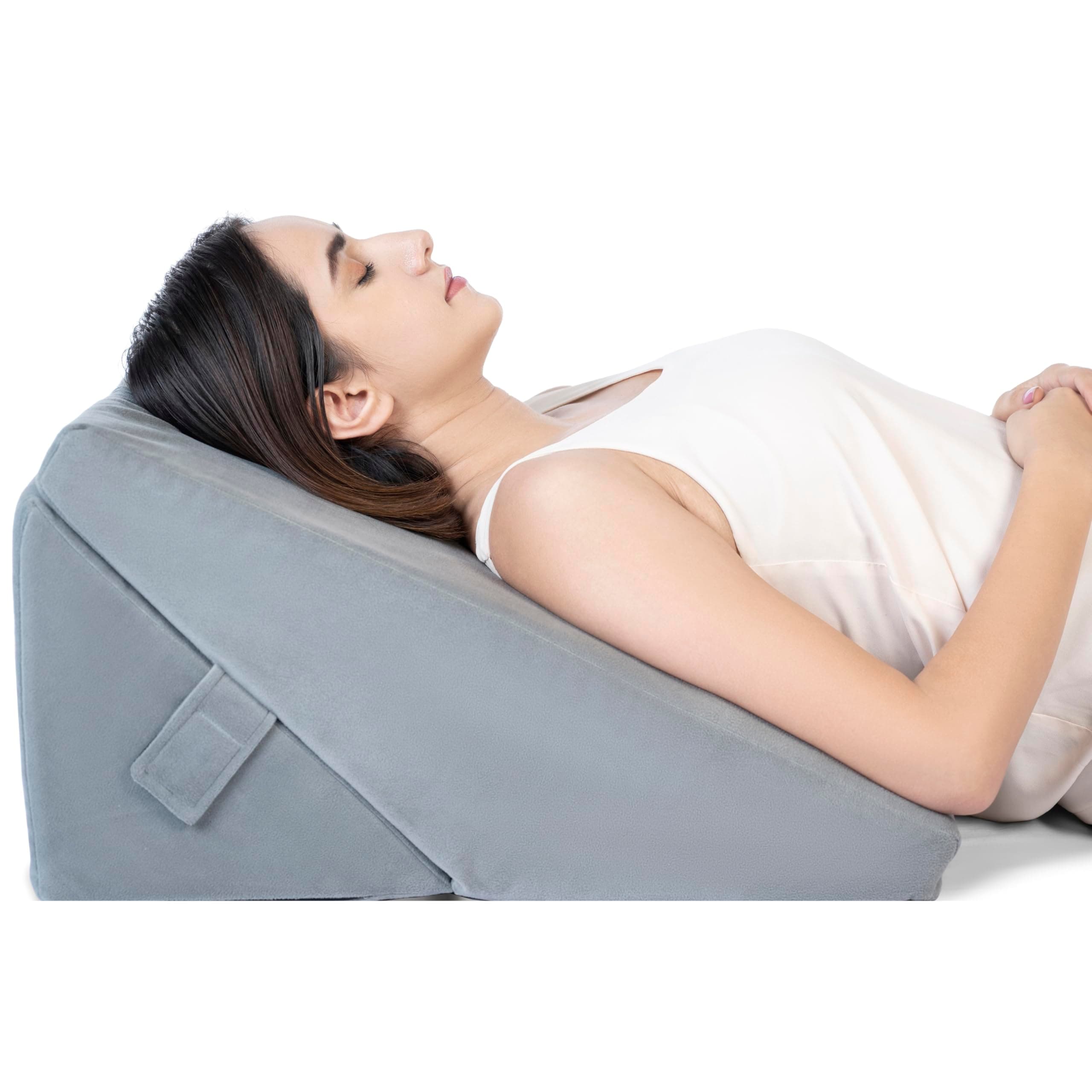 FOVERA Wedge Pillow for Back Support, Adjustable Memory Foam Bed Wedge Pillow for Sleeping, Acid Reflux, GERD, Snoring, Pregnancy, Post-Surgical Recovery (Velvet Grey, Standard - 22x22x12 Inch)