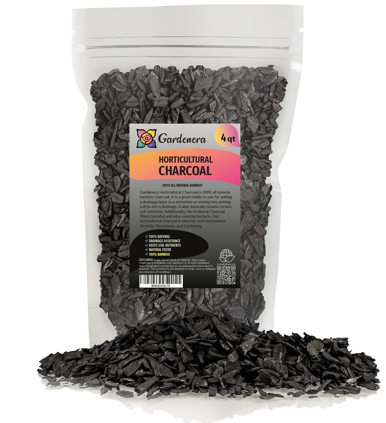 Premium Horticultural Charcoal for Indoor Plants - 4 Quart - Black Diamond Soil Amendment for Orchids, Terrariums, and Gardening by Gardenera