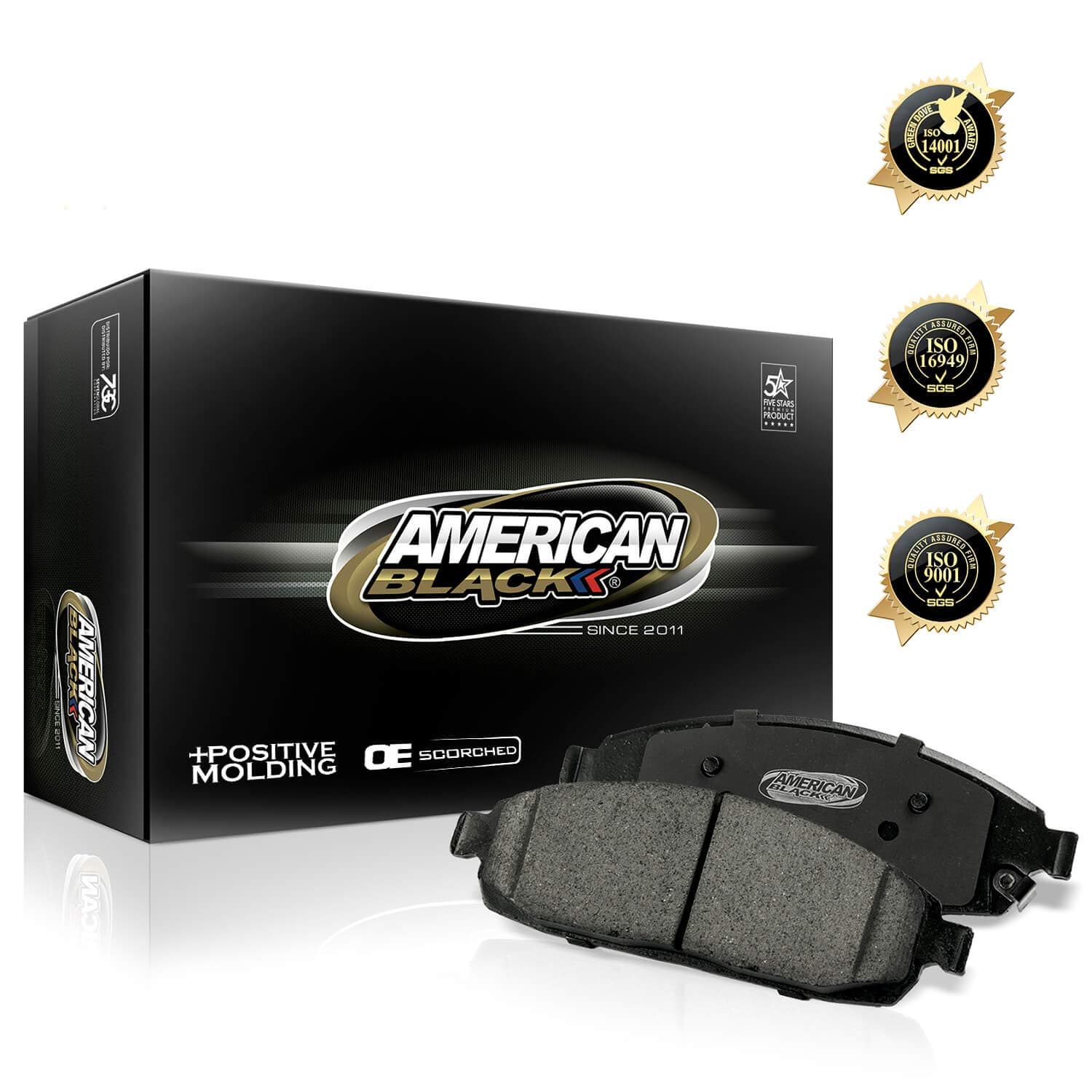 American Black ABD823M OEM D-823 Semi-Metallic REAR DISC Brake Pads Compatible With TOYOTA Celica 2000-2005 / Corolla 2005-2006 / Matrix 2003-2007 / PONTIAC Vibe 2003-2006 - PERFECT FIT & QUIET