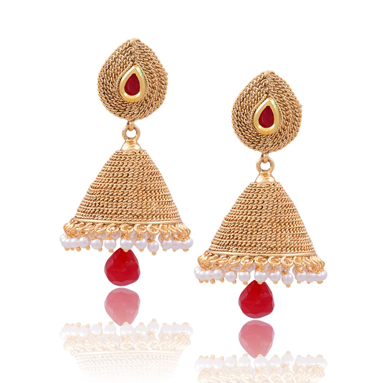 Krisha Jewels Girls' Beautiful Pearl Jhumka Gold-color Atgol1991