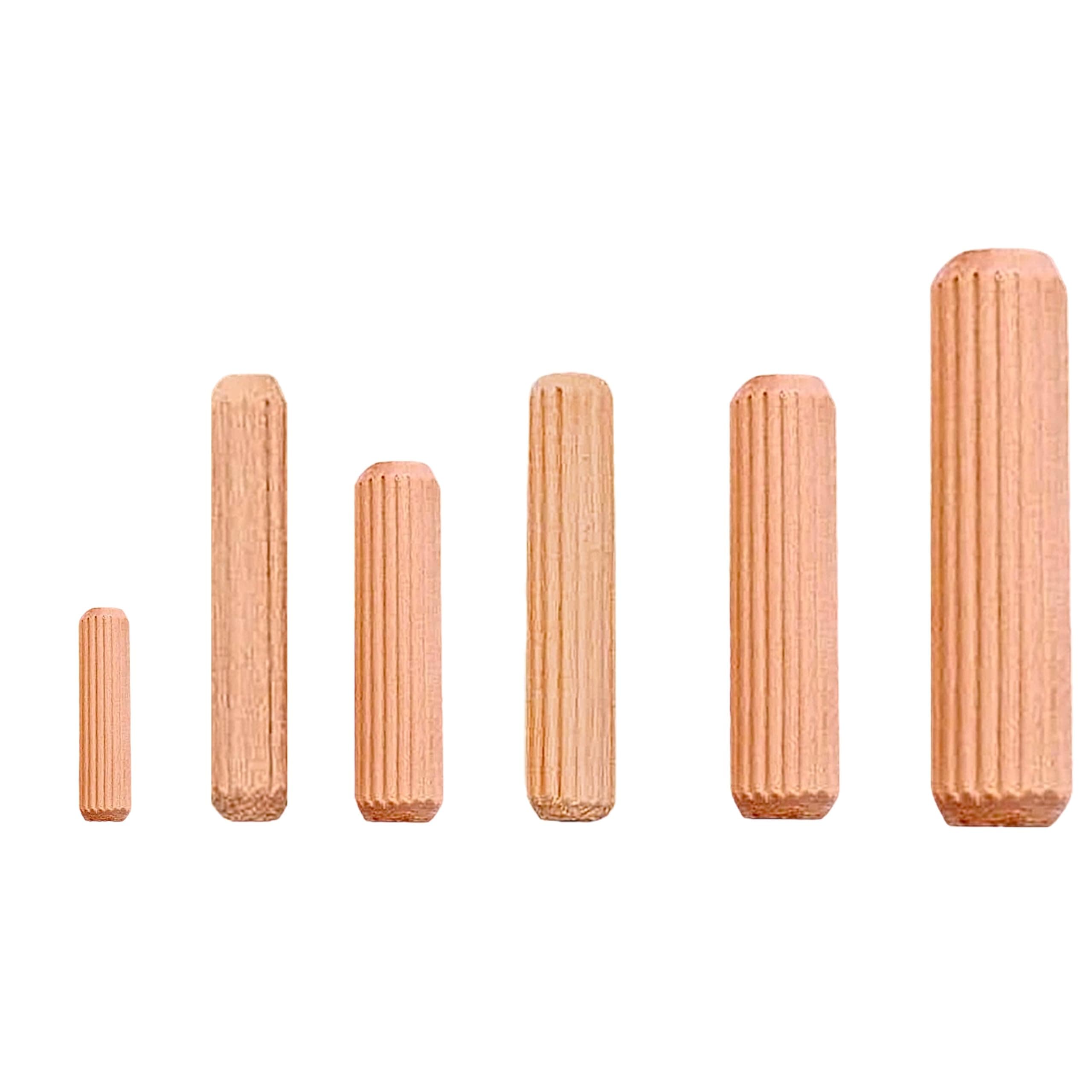 - BLOOMAX 6mm x 40mm Wooden Dowel Pins | Pack of 500 Kiln-Dried Hardwood Straight Grooved Wood Pegs | Beveled Ends for Easy Insertion | Furniture Connector and Joinery Accessories
