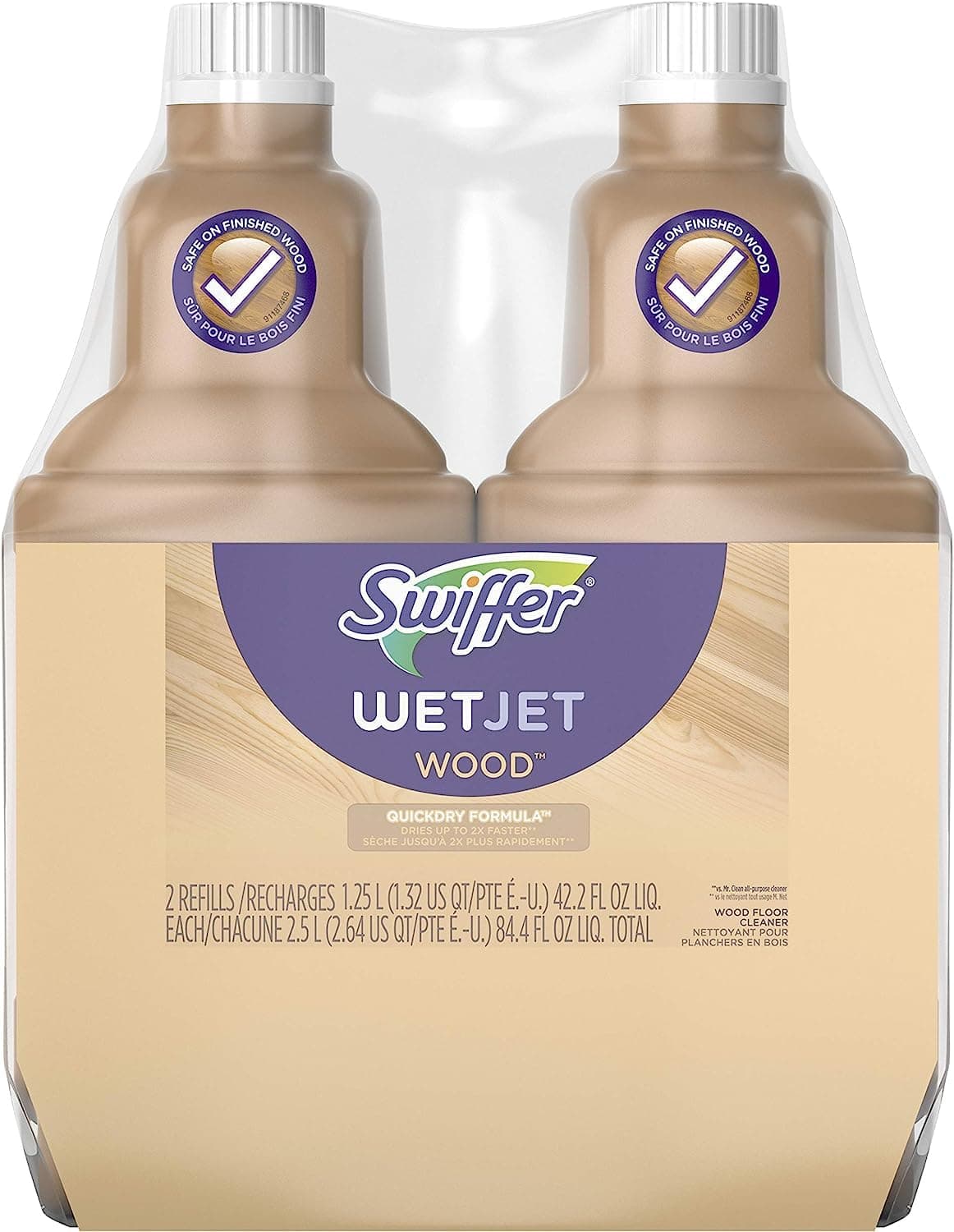 Swiffer Wetjet Wood Floor Cleaner Solution Refill, 42.2 Fl Oz (Pack of 2)