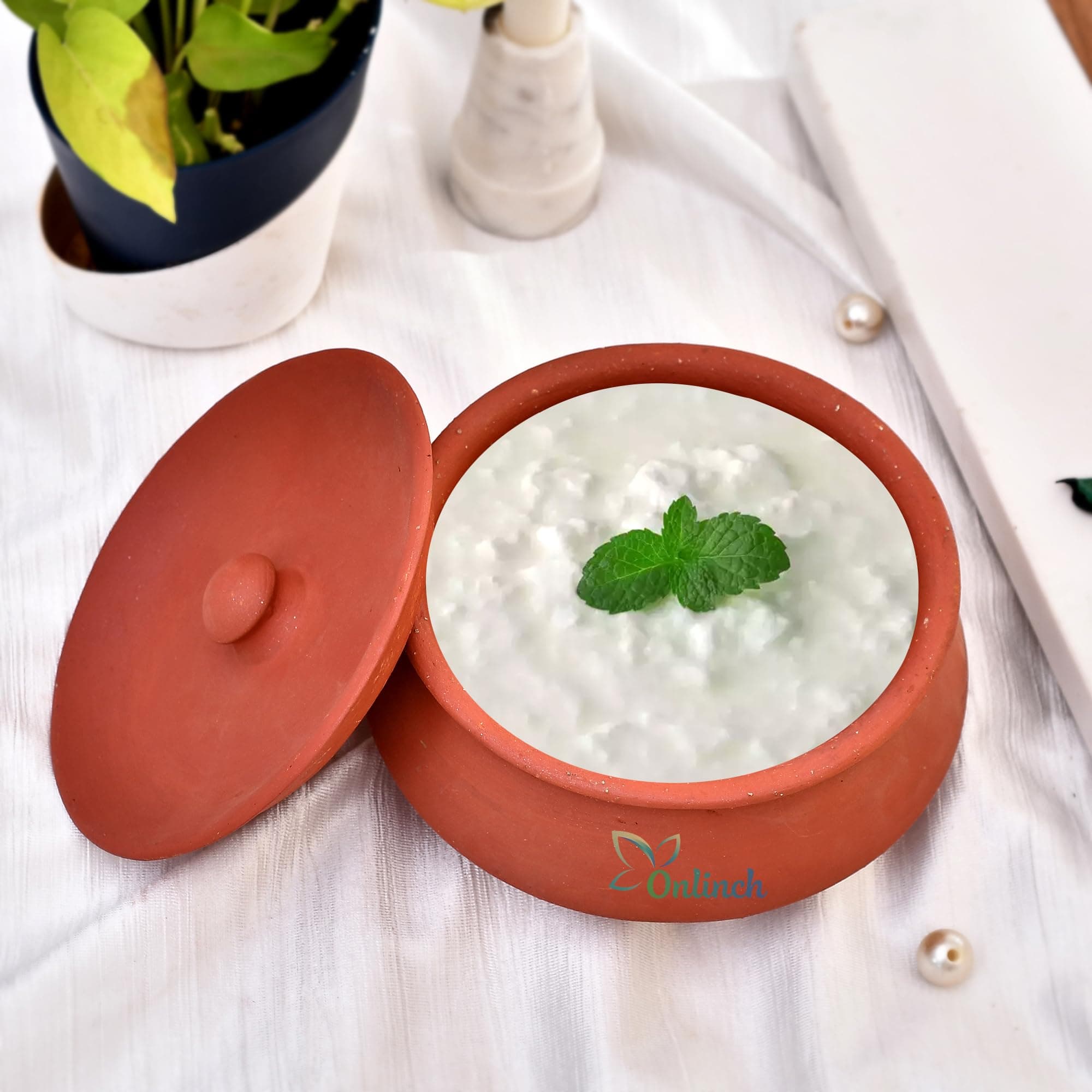 Handmade Clay Curd Pot with Lid | Earthen Yogurt Setting Handi | Mitti Ki Dahi Jamane Ki Handi | 500 g Capacity | Natural & Traditional