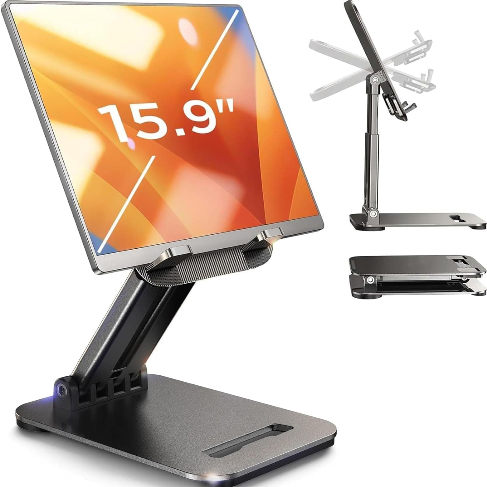 LISEN Adjustable iPad Stand for Desk - Portable Monitor Holder for Home Office - Fits Tablets, PS, Switch 4.7"-15.6" - Must-Have Accessories