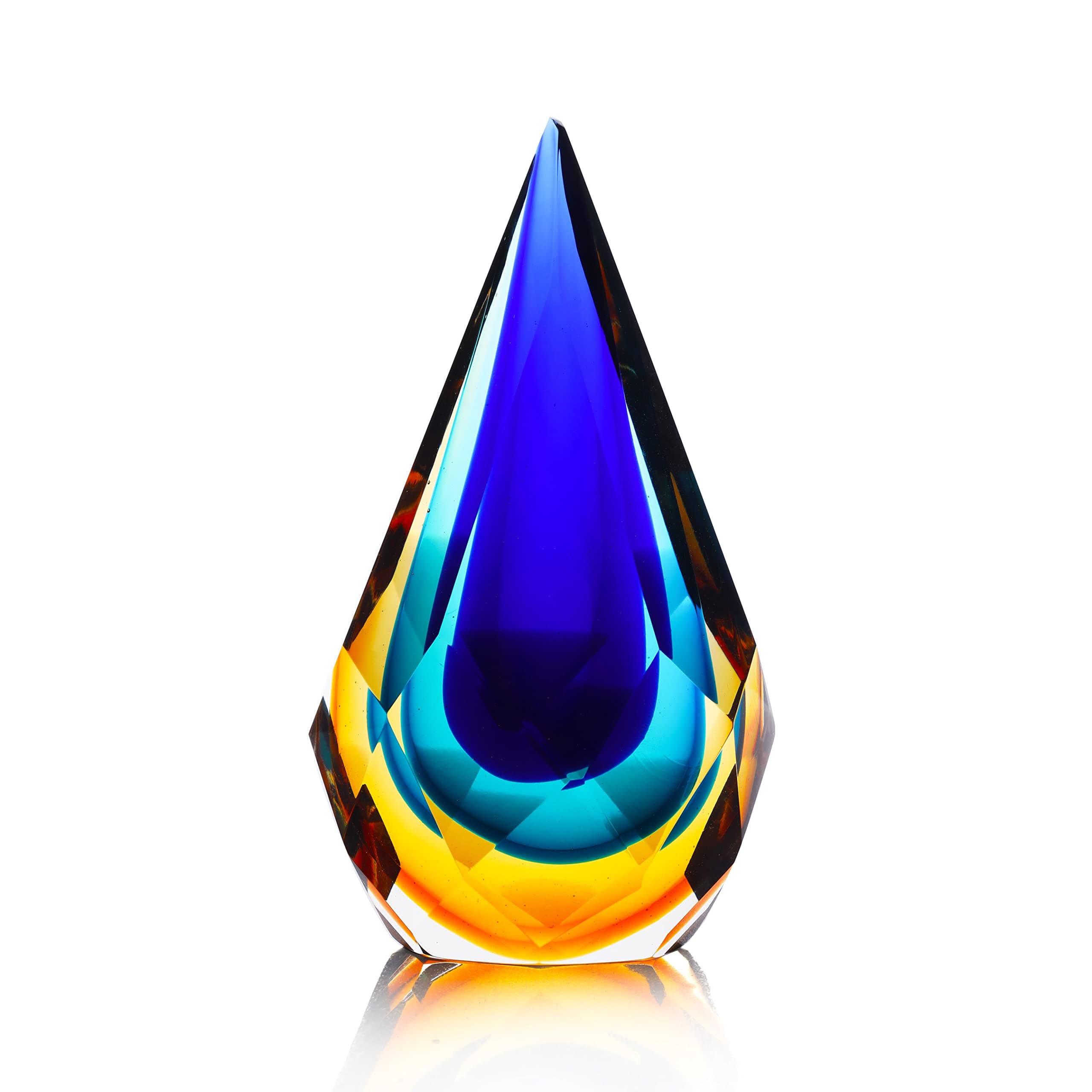 Hand-Blown Glass Sculpture Glass Decor Murano-Style Glass Statue and Figurine Wonderful Gift, Blue and Green Color