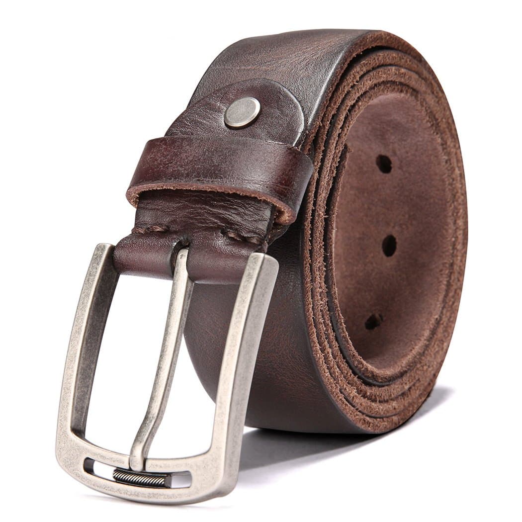 KEECOW Men's 100% Italian Cow Leather Belt Men With Anti-Scratch Buckle,Packed in a Box