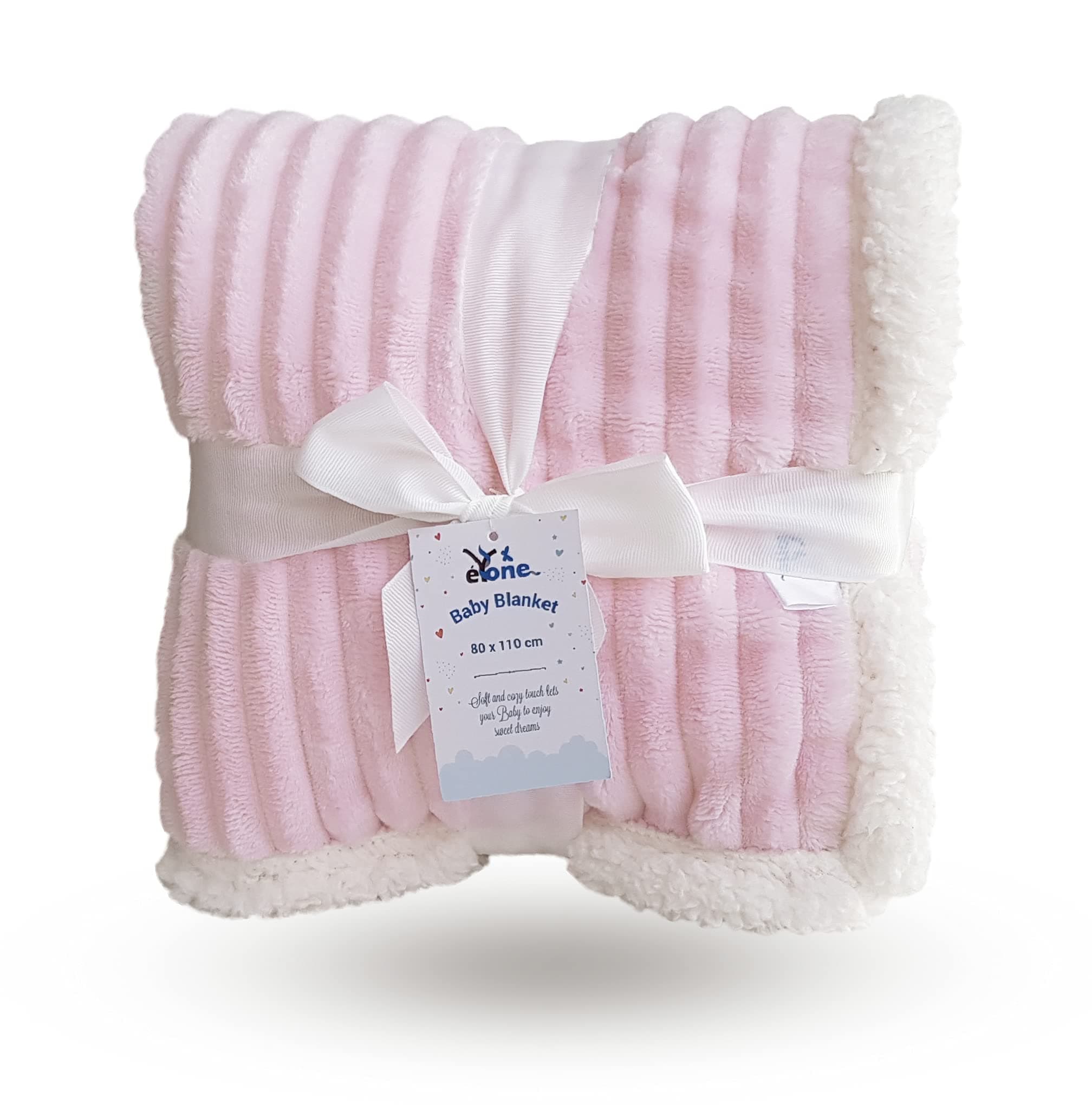 Baby Blanket 80ร110 cm - Soft Fleece & Sherpa - Pram, Cot & Stroller - Baby Girl Gift Blanket - Pink