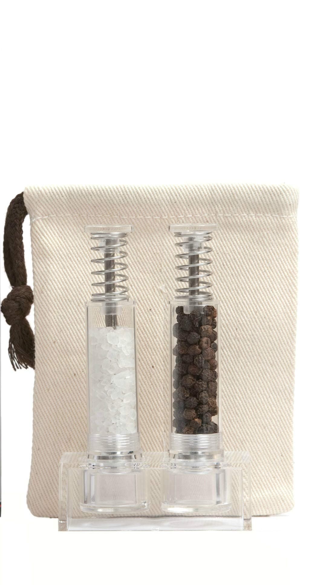 Travel Salt And Pepper Grinder Set, Grind Gourmet Original Pump & Grind Salt and Pepper Push It, Spice Grinder (Clear)