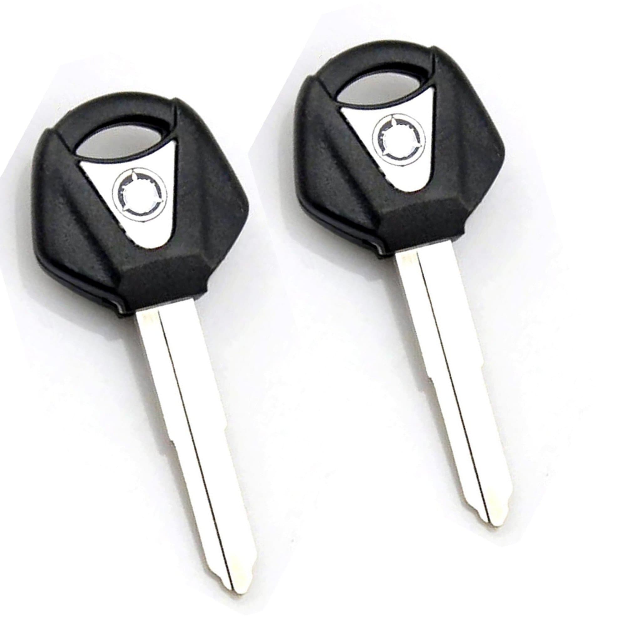 Motorcycle Black Blank Key Uncut Blade with Yamaha YZF R1 R6 1998-2010 Compatible 2pcs (Silver)