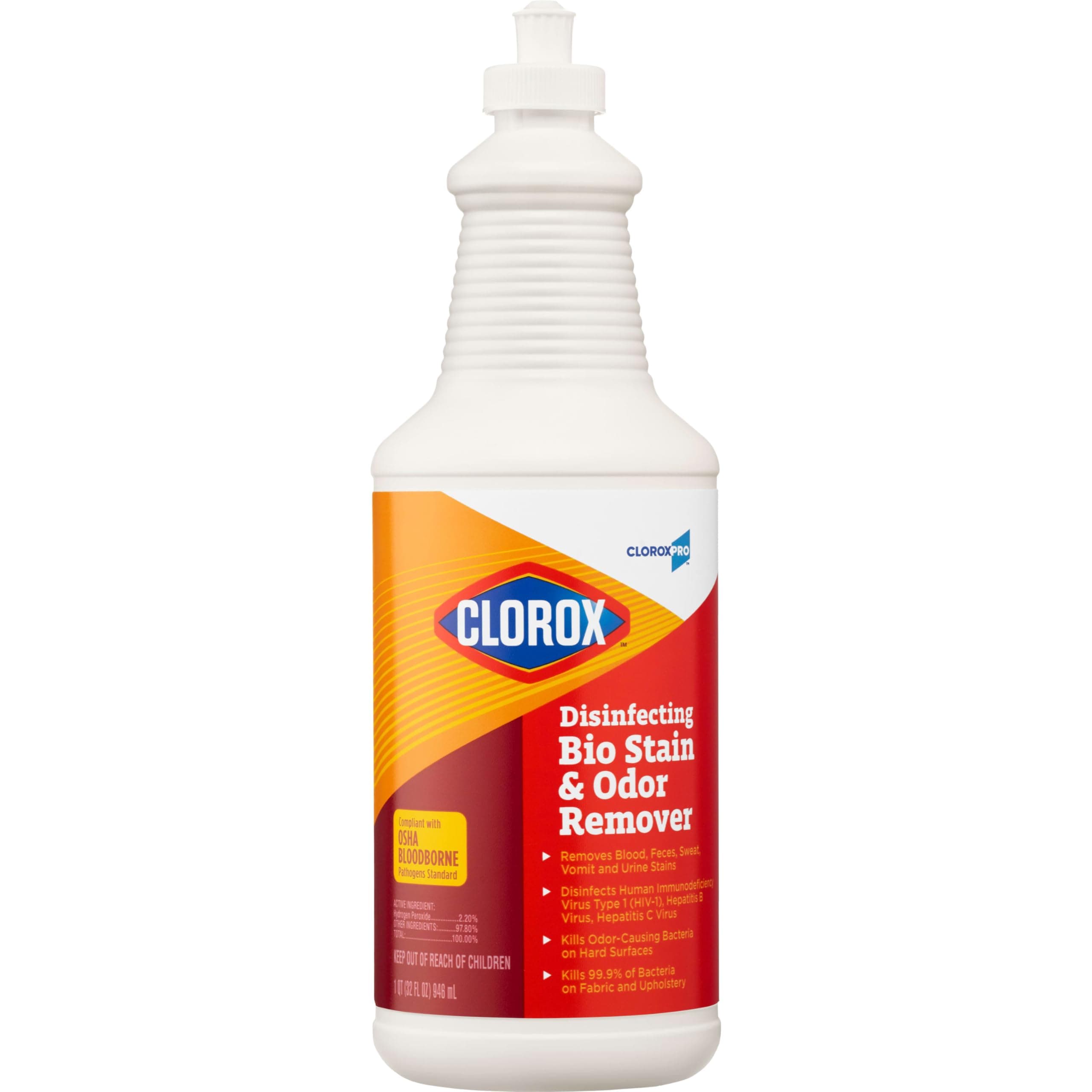 CloroxPro Disinfecting Bio Stain & Odor Remover Pull Top, 32 Ounces (Packaging May Vary)